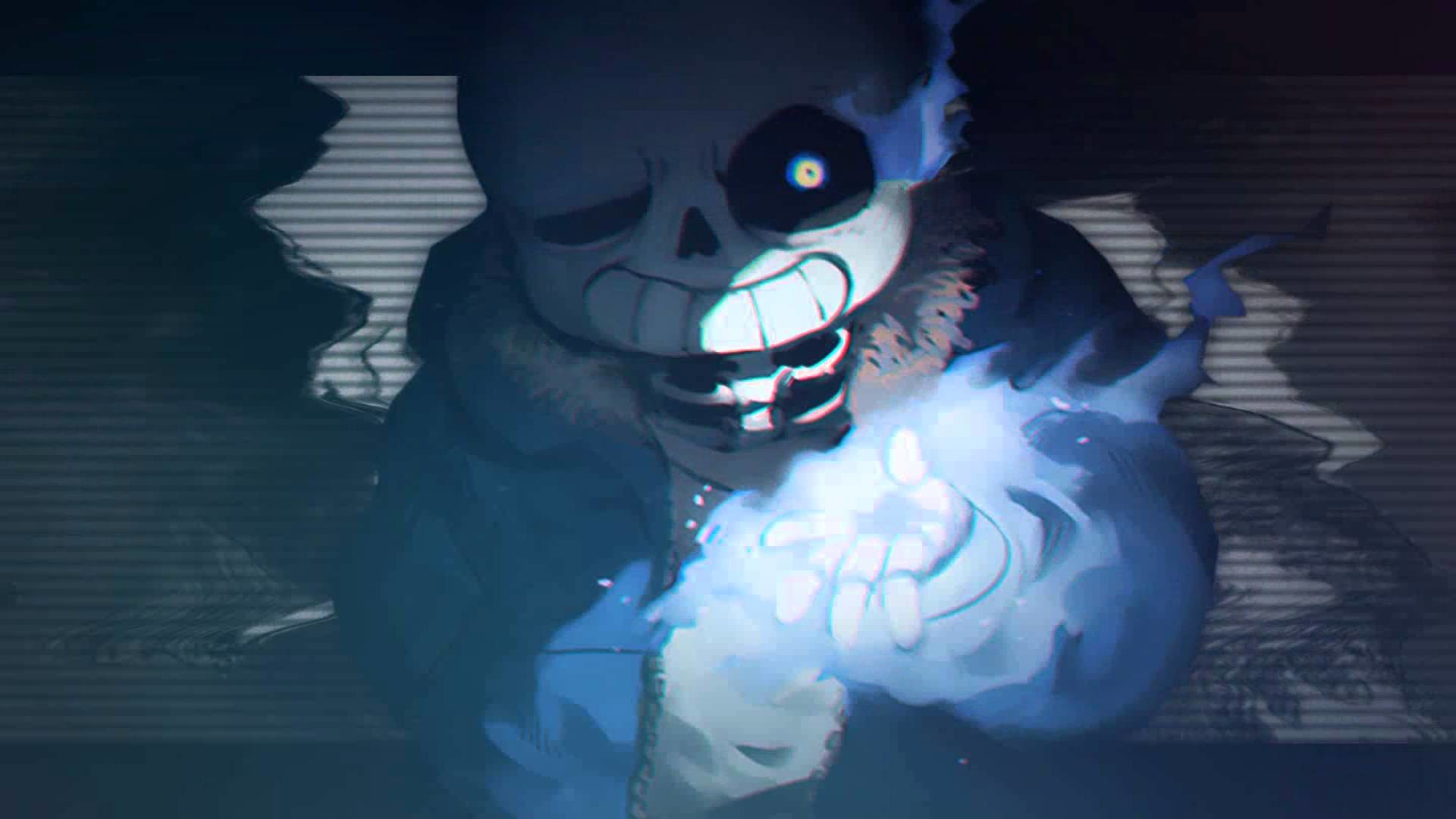 Sans, Undertale, Occhio blu, Fan art, Buio, Full HD 1080p, sfondo desktop