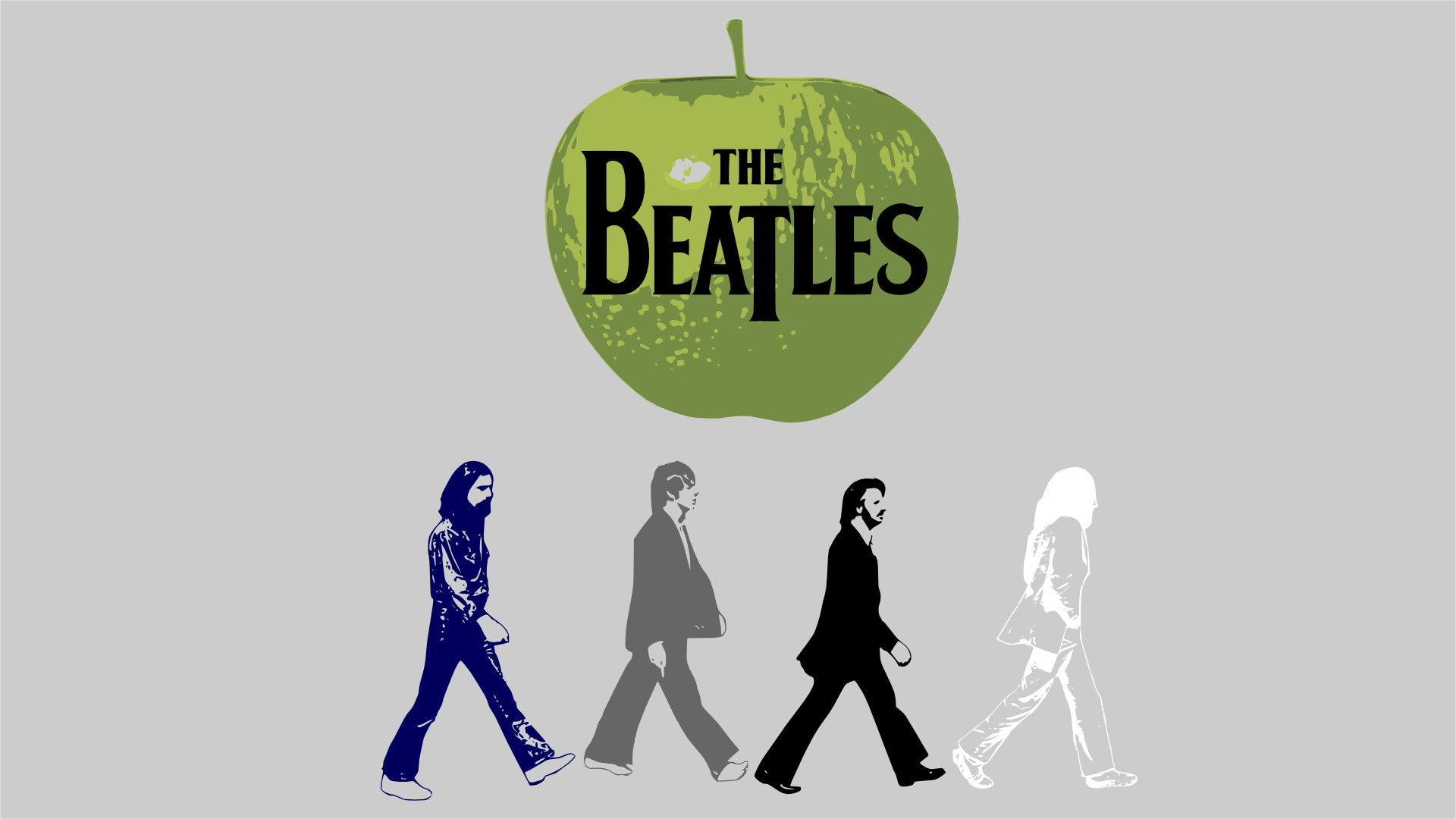 The Beatles, Apple Records, Mela verde, Abbey Road, Sfondo grigio, wallpaper 1920x1080