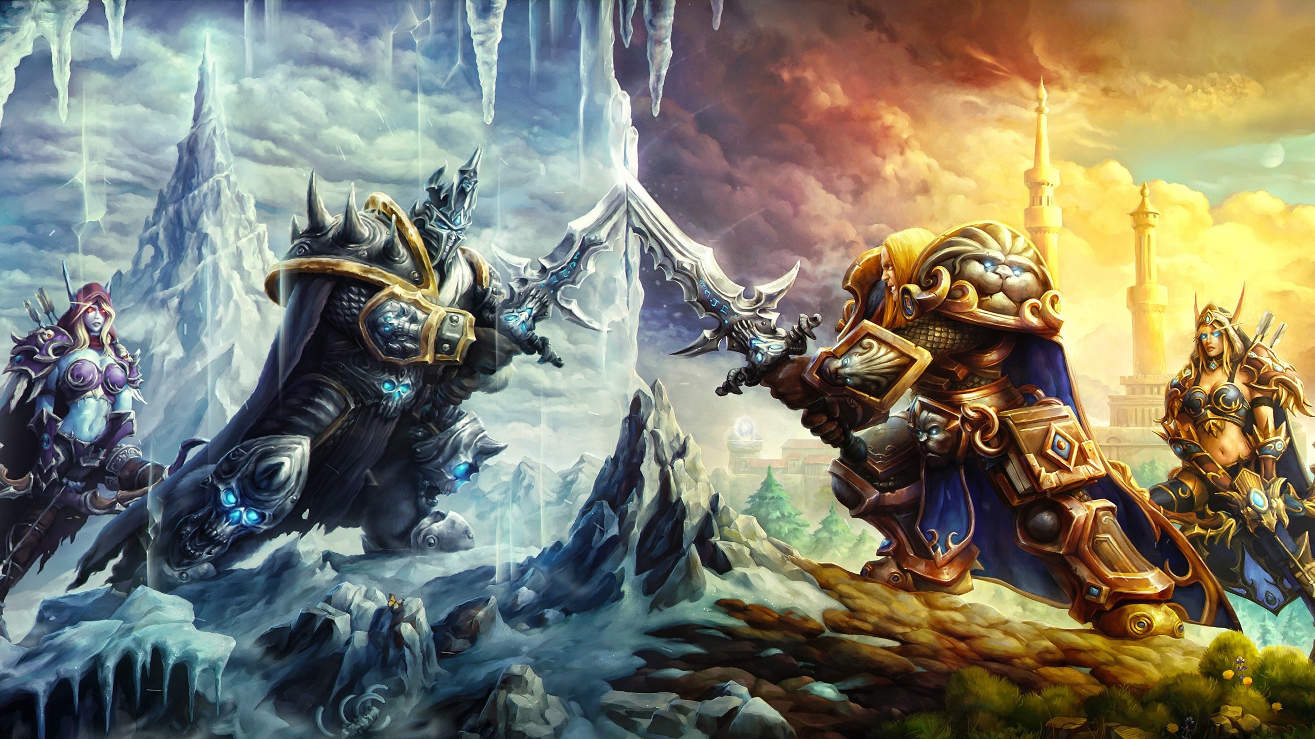 Heroes of the Storm, Arthas, Uther, Ghiaccio, Battaglia, 2560x1440, sfondo per PC