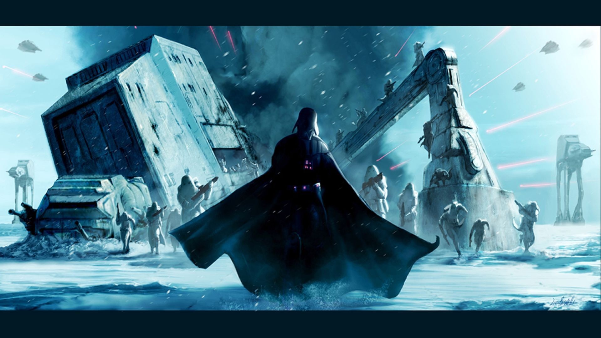 Darth Vader, AT-AT, Hoth, Neve, Battaglia, Full HD, sfondo per PC e portatile