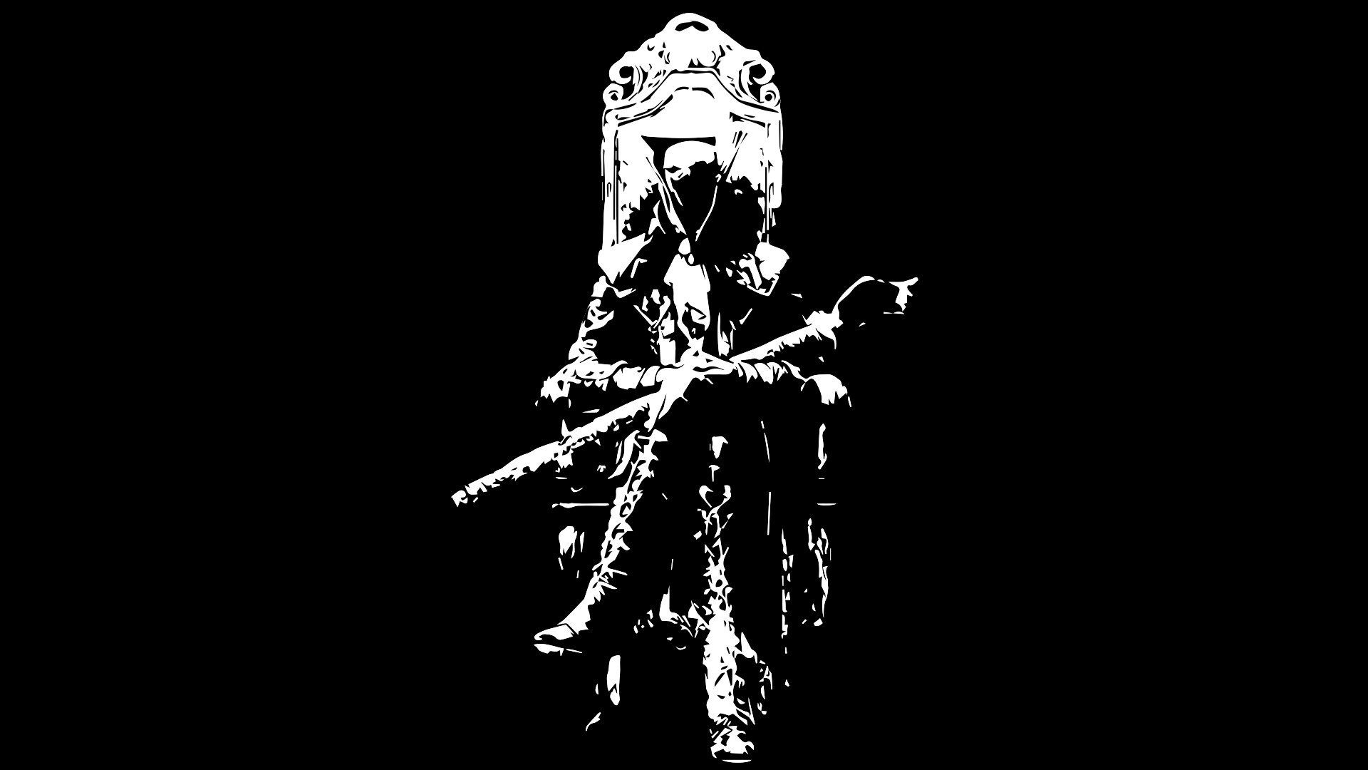 Lady Maria, Bloodborne, Bianco e nero, Minimalista, Trono, Full HD, sfondo Windows 11