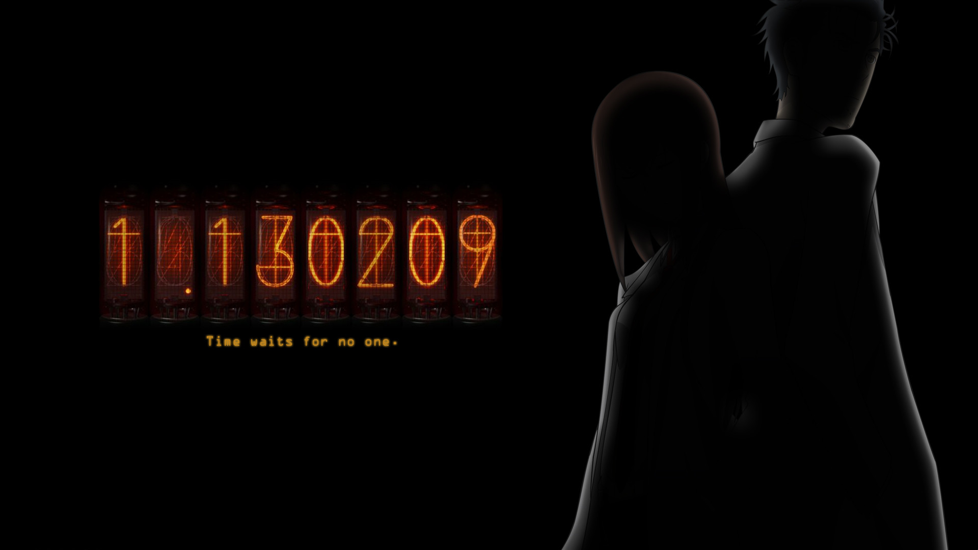 Divergence Meter, Steins;Gate, Tubi Nixie, Silhouette, Sfondo nero, wallpaper per portatile