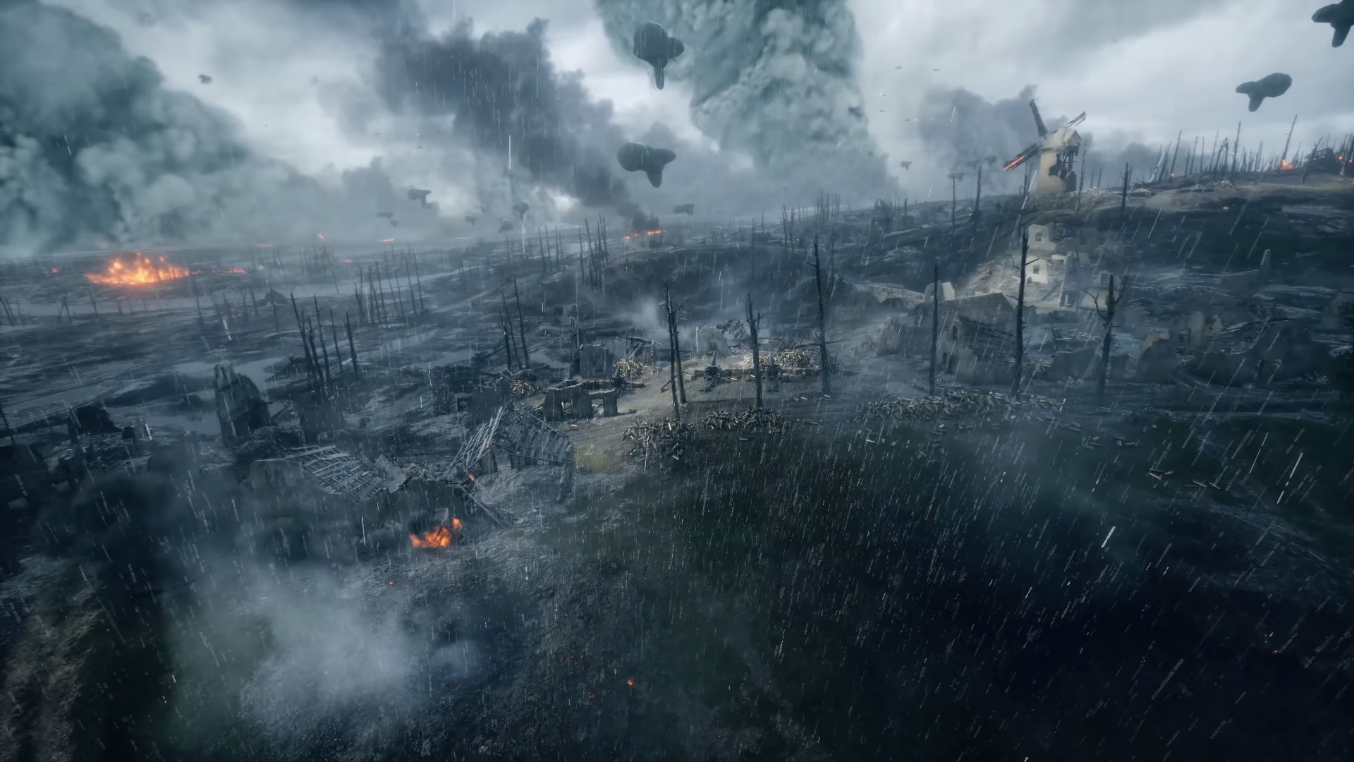 Battlefield 1, Campo di battaglia, Mulino a vento, Vista aerea, 1920x1080, immagine di sfondo