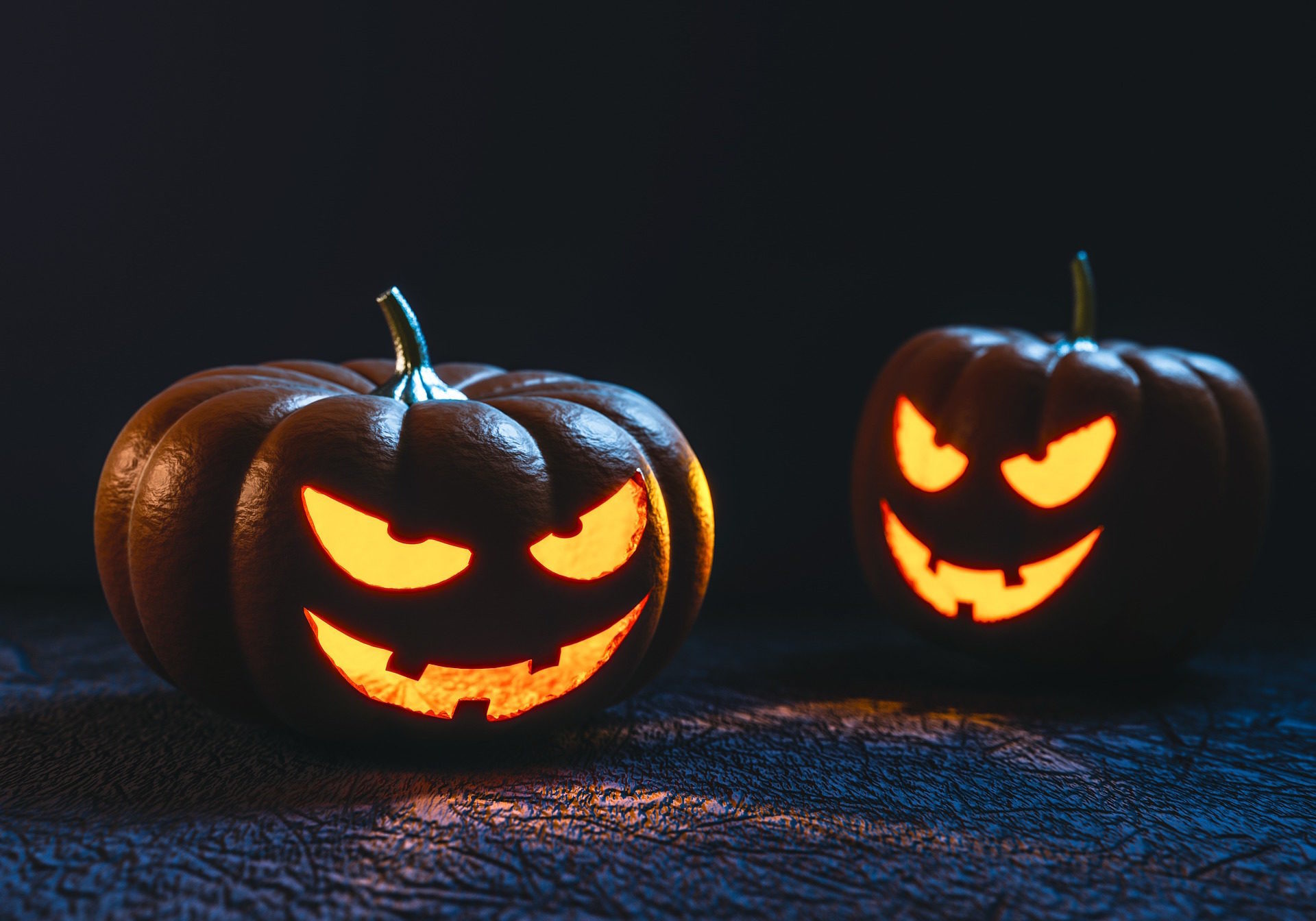 Jack-o'-lantern, Zucche intagliate, Notte, Candele, Full HD, sfondo per portatile