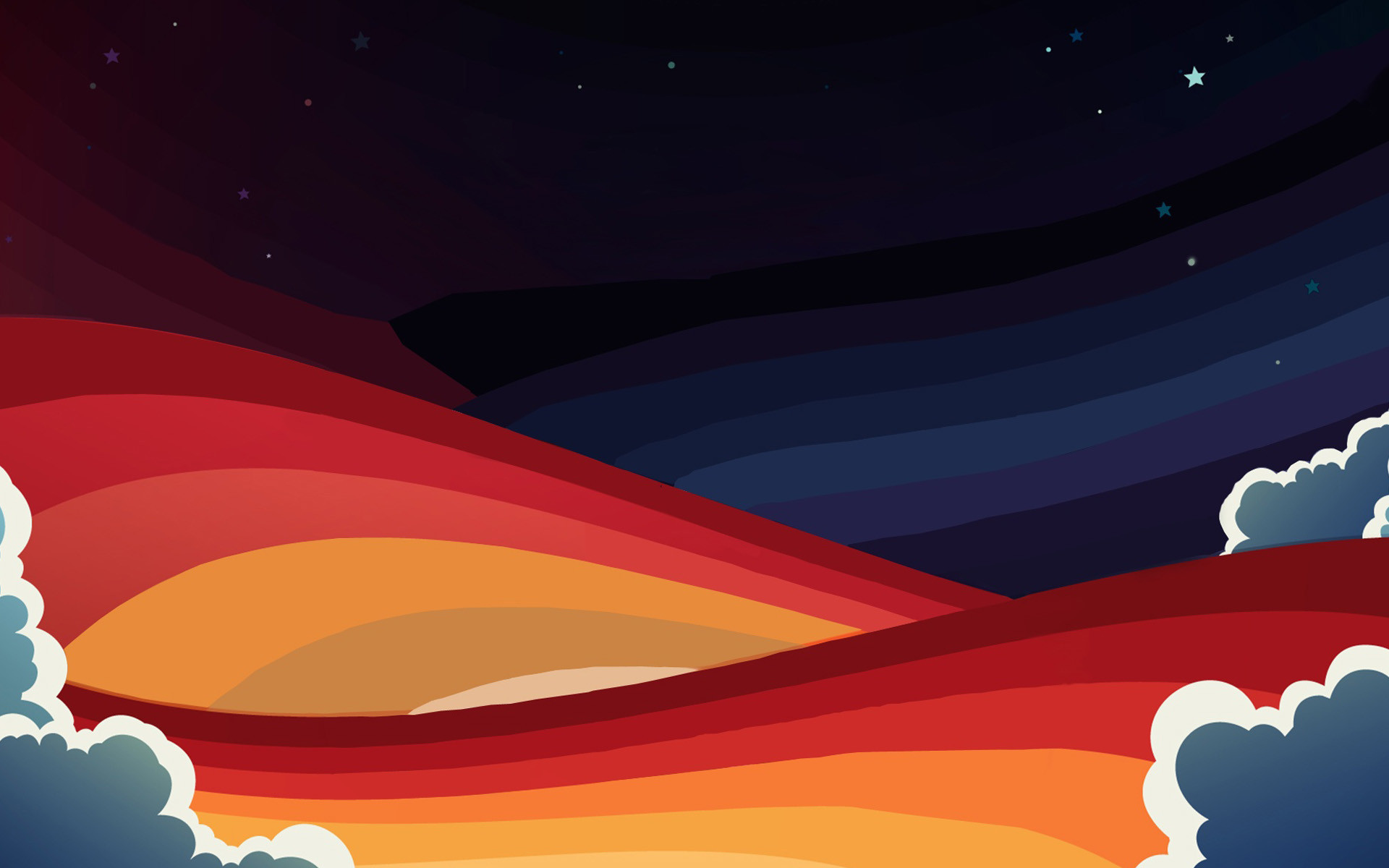 Retrò, Onde, Anni '70, Stelle, Full HD, wallpaper desktop
