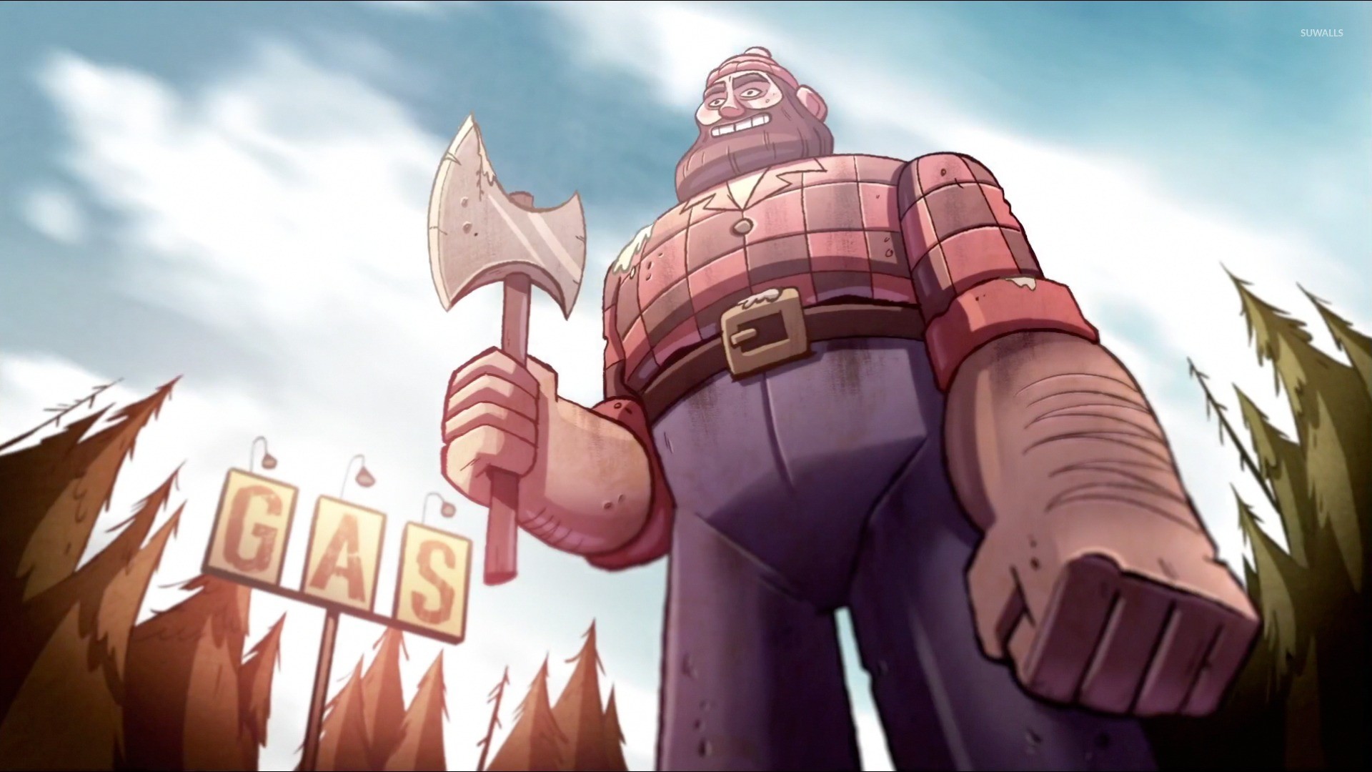 Gravity Falls, Boscaiolo, Ascia, Gigante, 16:9 Full HD, sfondo widescreen