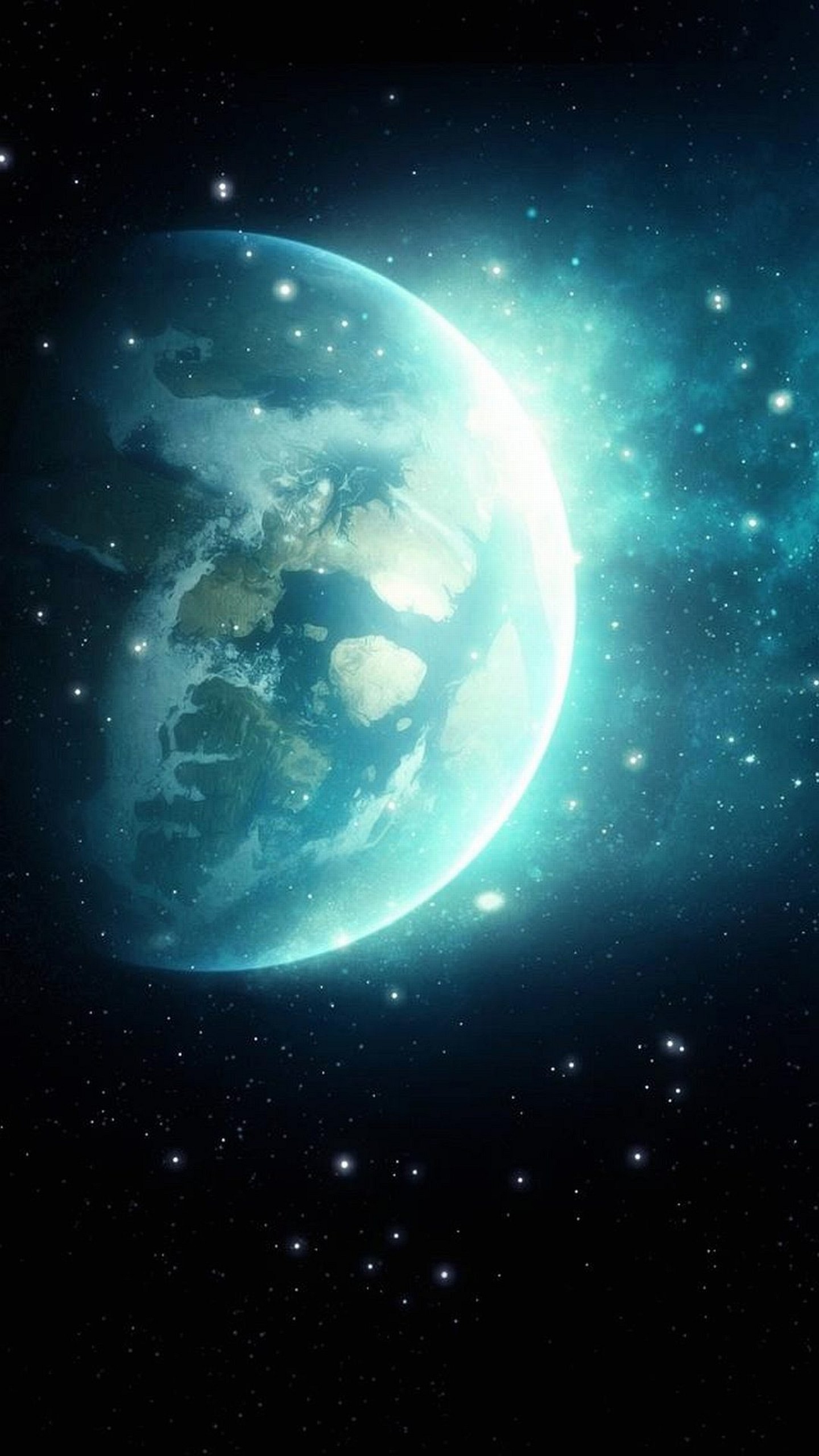 Pianeta, Luna, Spazio, Turchese, wallpaper per iPhone e Android