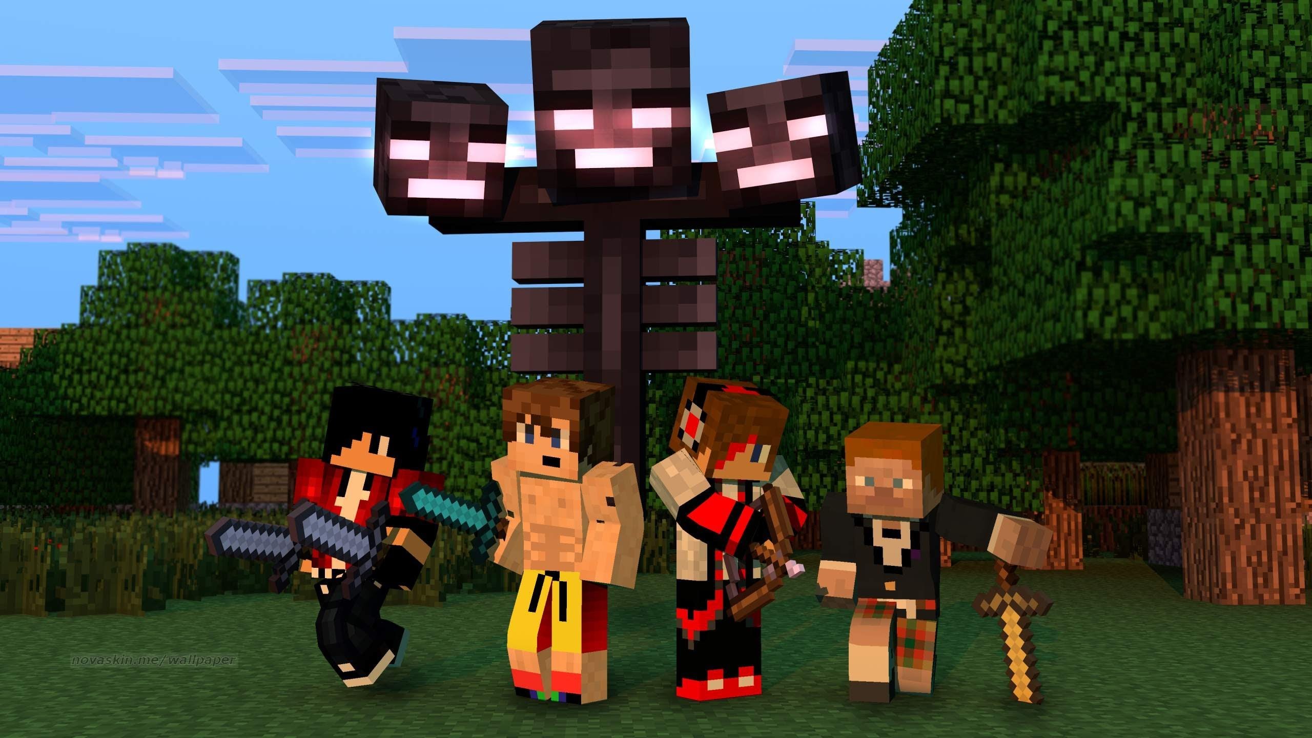 Minecraft, Wither, Personaggi, Foresta, 2K, sfondo Windows 11