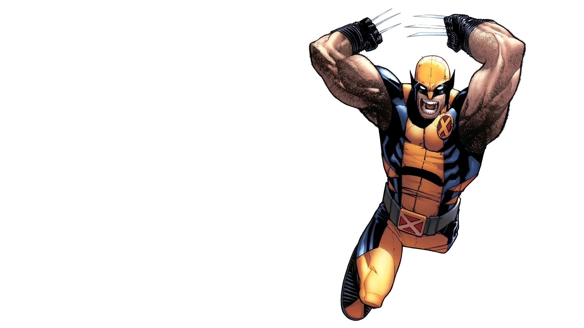 Wolverine, Marvel Comics, Salto, Sfondo bianco, Full HD, wallpaper per computer