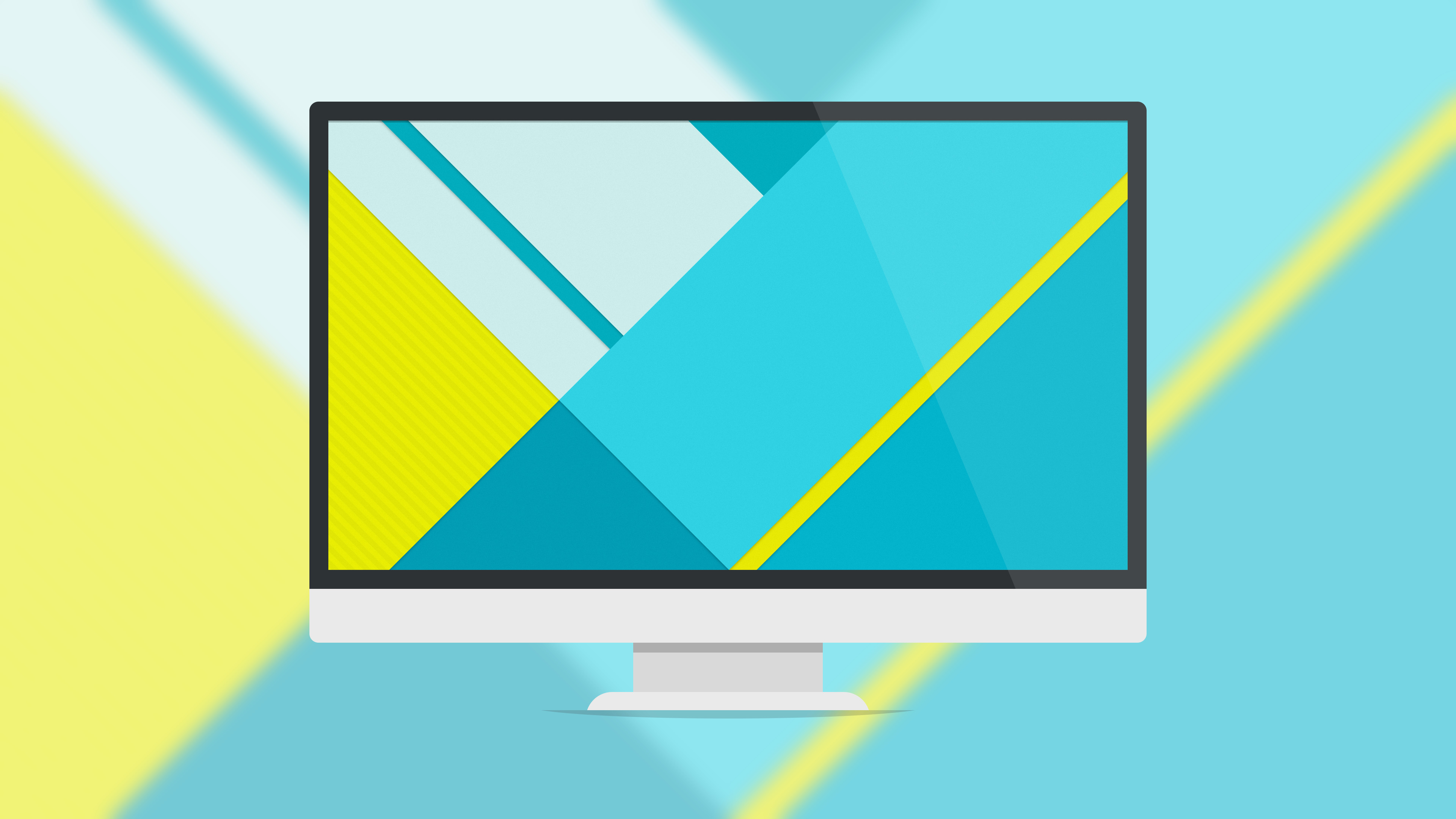 Monitor, Material Design, Azzurro, Giallo, immagine di sfondo Android
