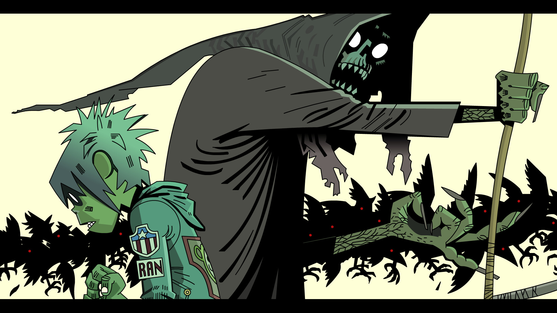Gorillaz, 2-D, Mietitore, Fumetto, 16:9 Full HD, sfondo widescreen
