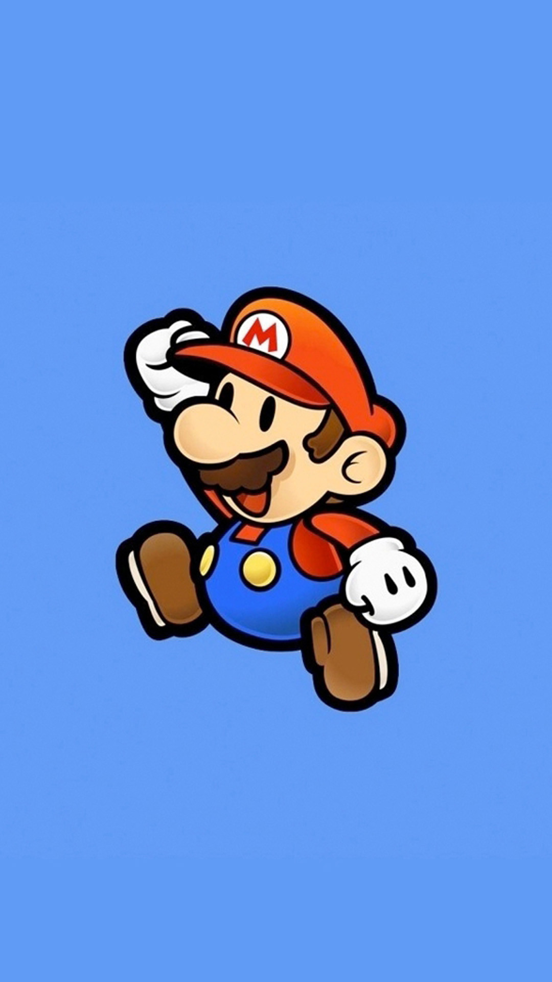 Mario, Paper Mario, Sfondo azzurro, 1080x1920, schermata di blocco iPhone