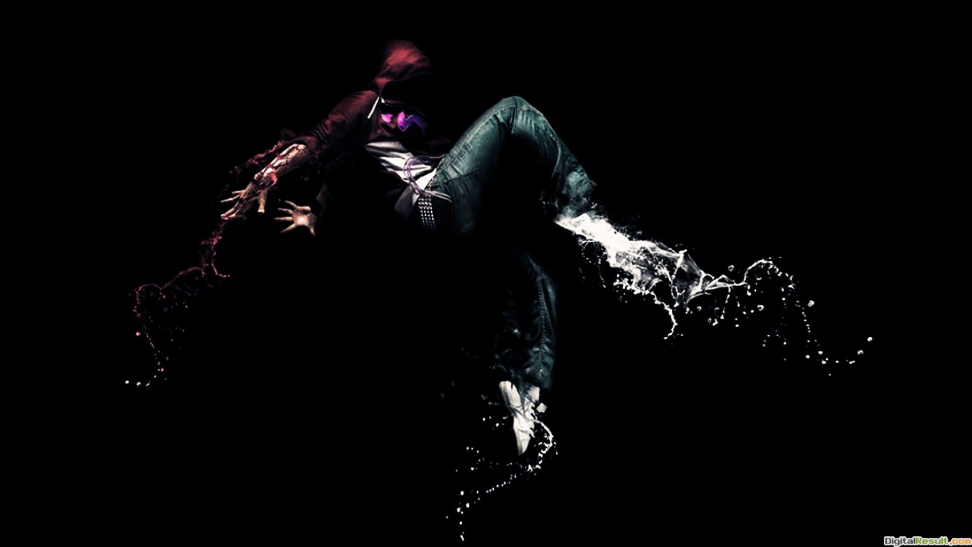 Ballerino, Particelle, Sfondo nero, Arte digitale, 16:9 Full HD, wallpaper widescreen