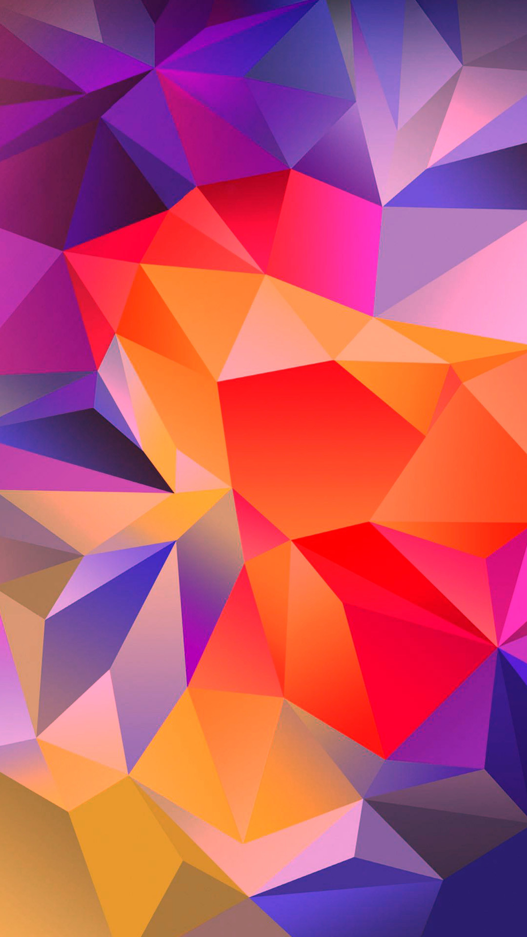 Low poly, Poligoni, Arancione e viola, Full HD, schermata di blocco del cellulare