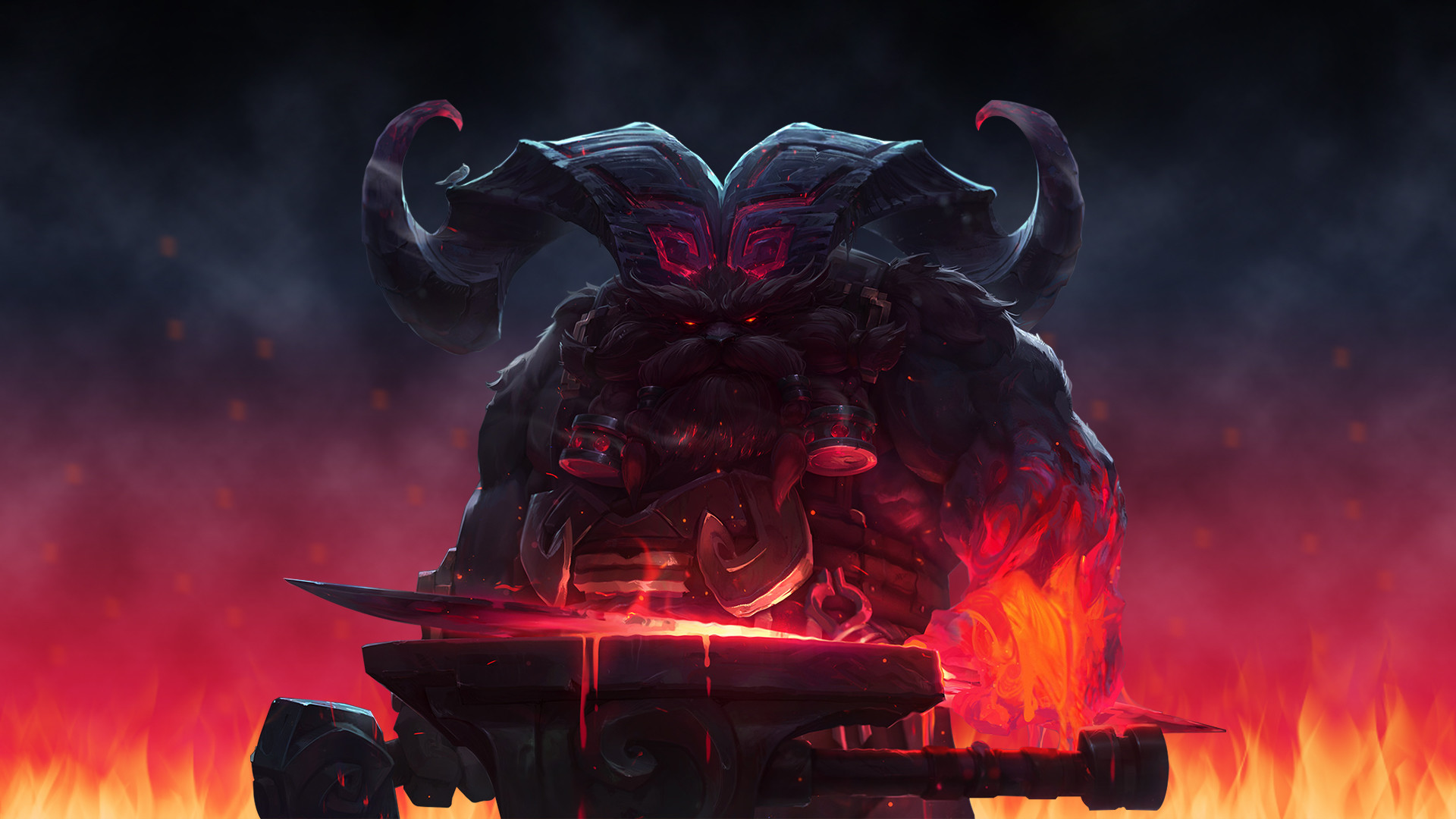 Ornn, League of Legends, Fucina, Fiamme, Full HD, sfondo per PC e portatile