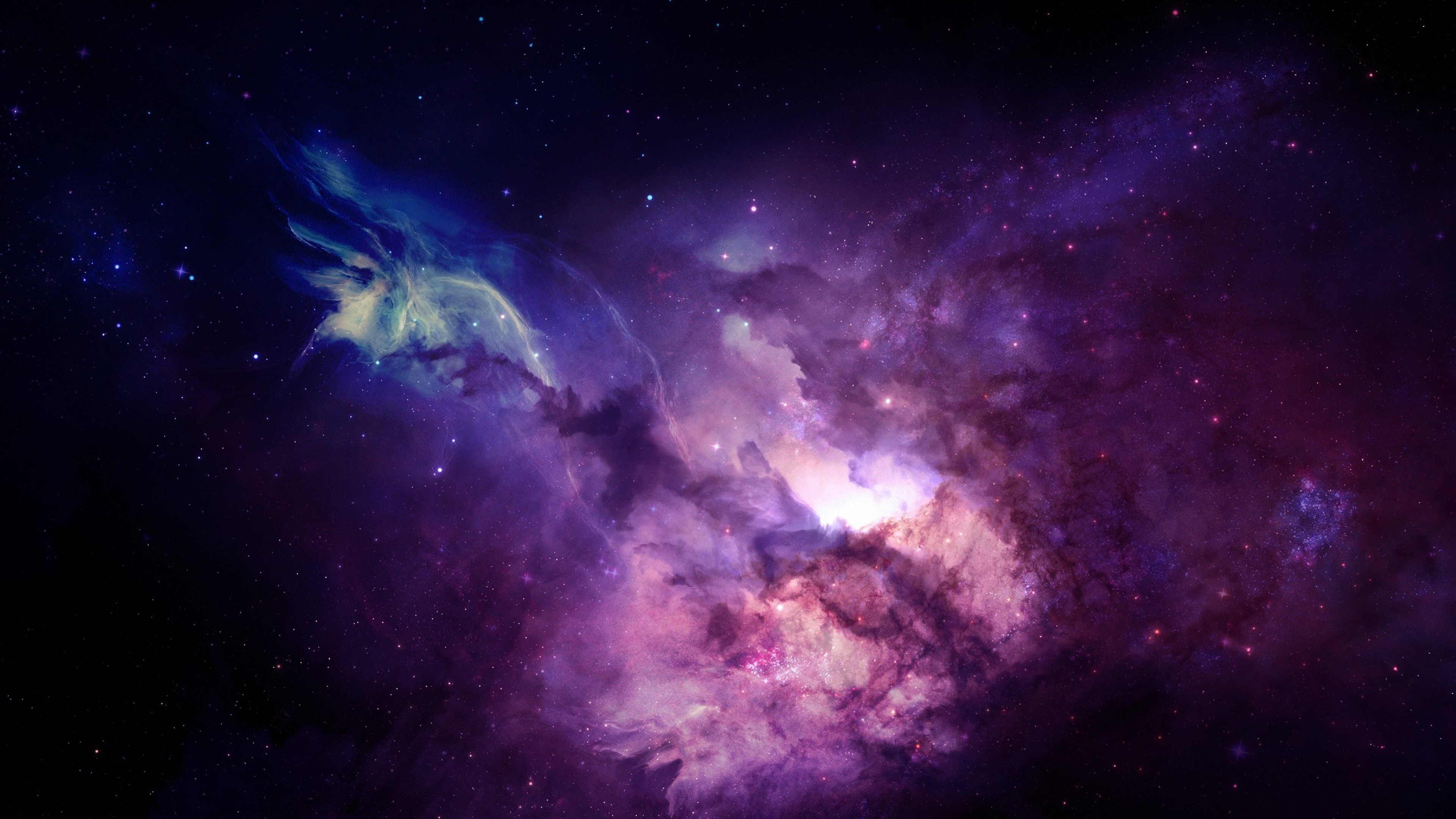 Nebulosa, Viola, Stelle, Spazio profondo, 3840x2160, sfondo per PC