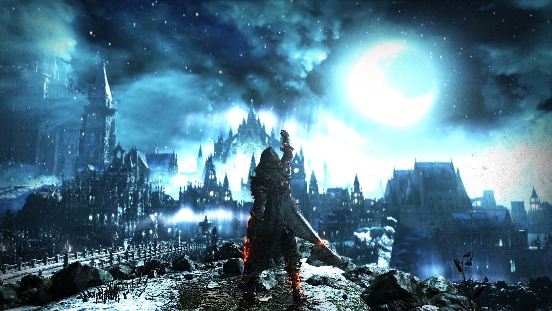 Dark Souls III, Irithyll, Luna, Notte, Full HD, sfondo desktop