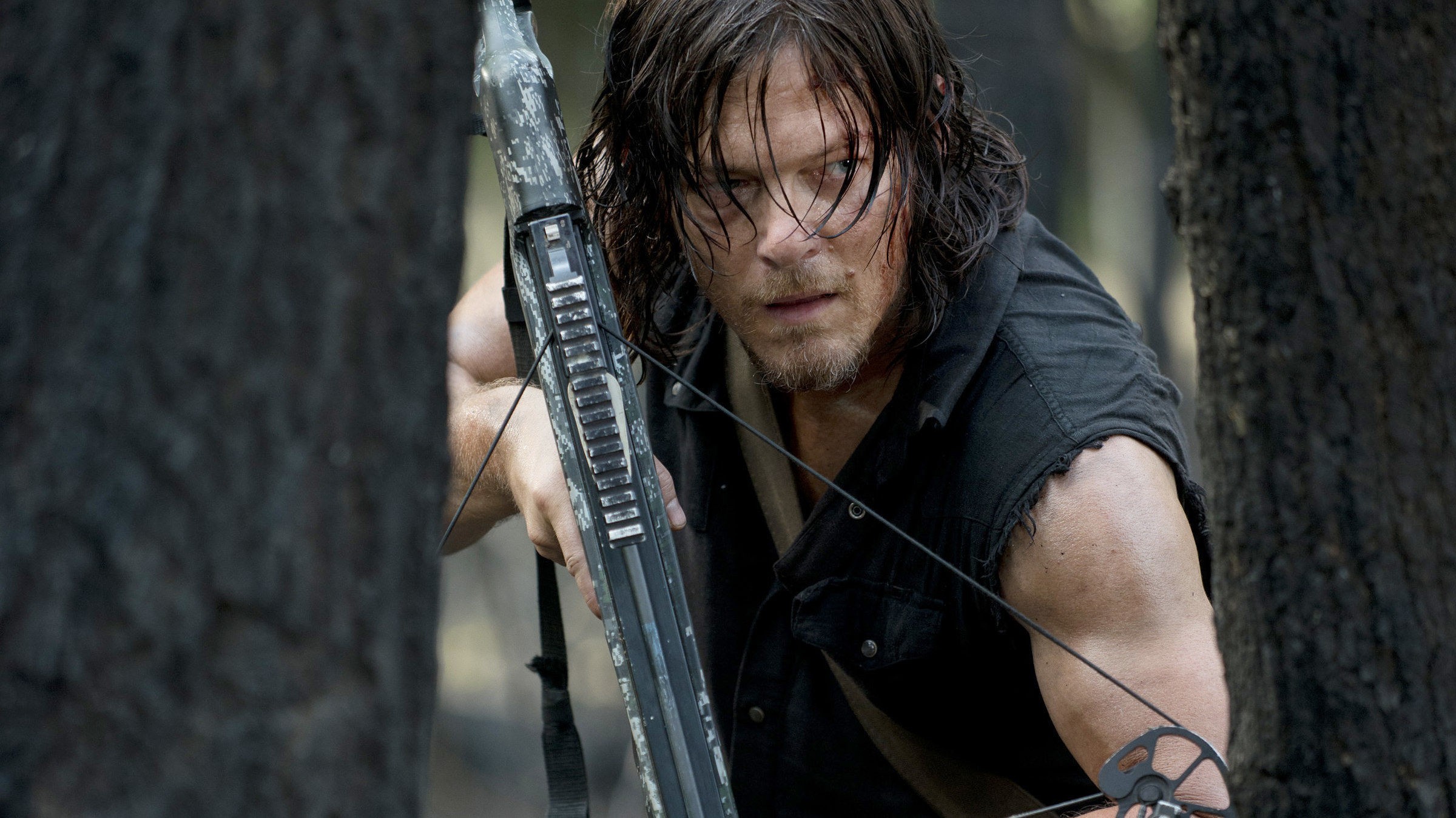 Daryl Dixon, Norman Reedus, The Walking Dead, Balestra, Bosco, 16:9 Full HD, sfondo widescreen