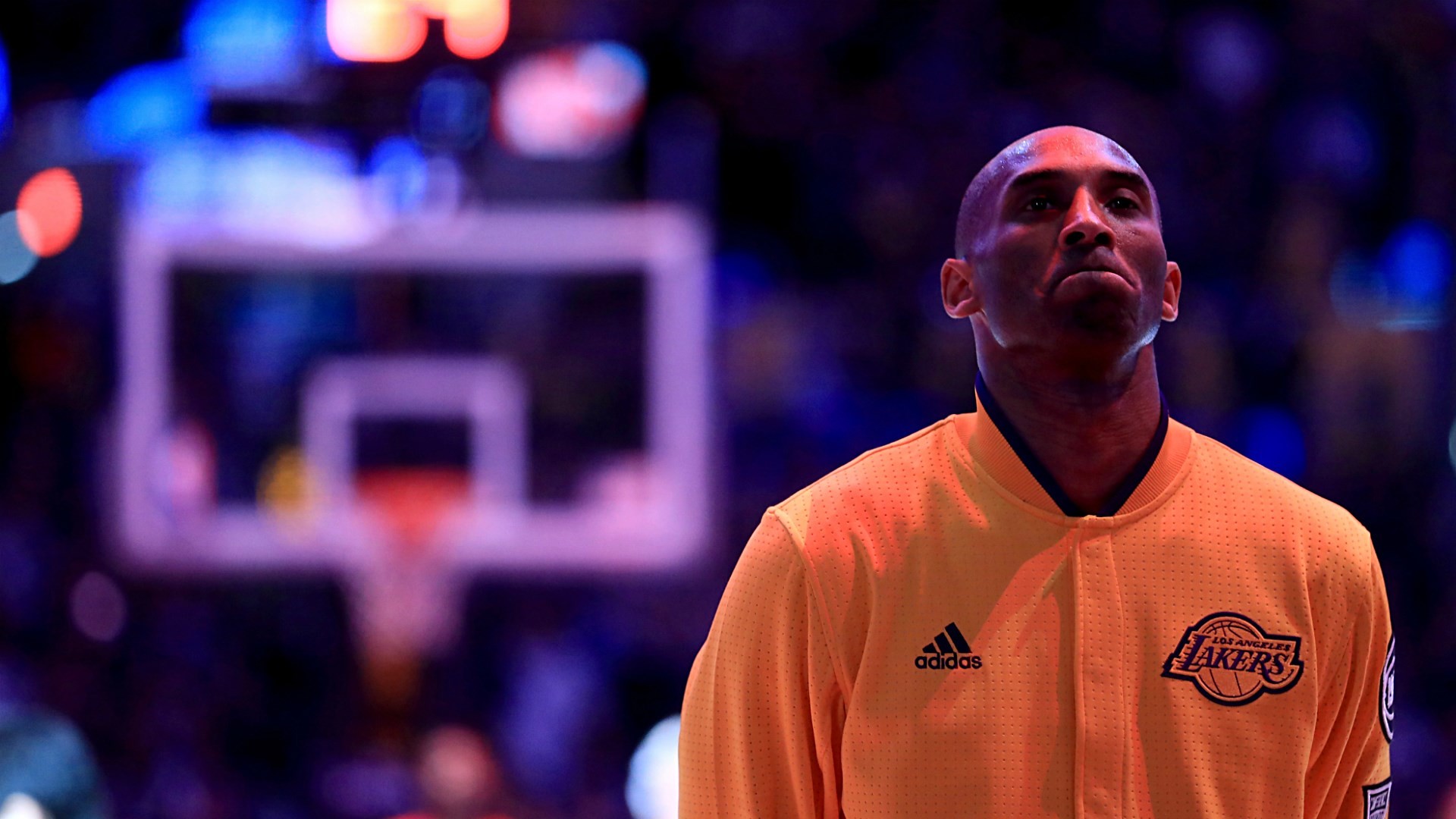 Kobe Bryant, Los Angeles Lakers, Felpa arancione, Canestro, 1920x1080, sfondo per PC
