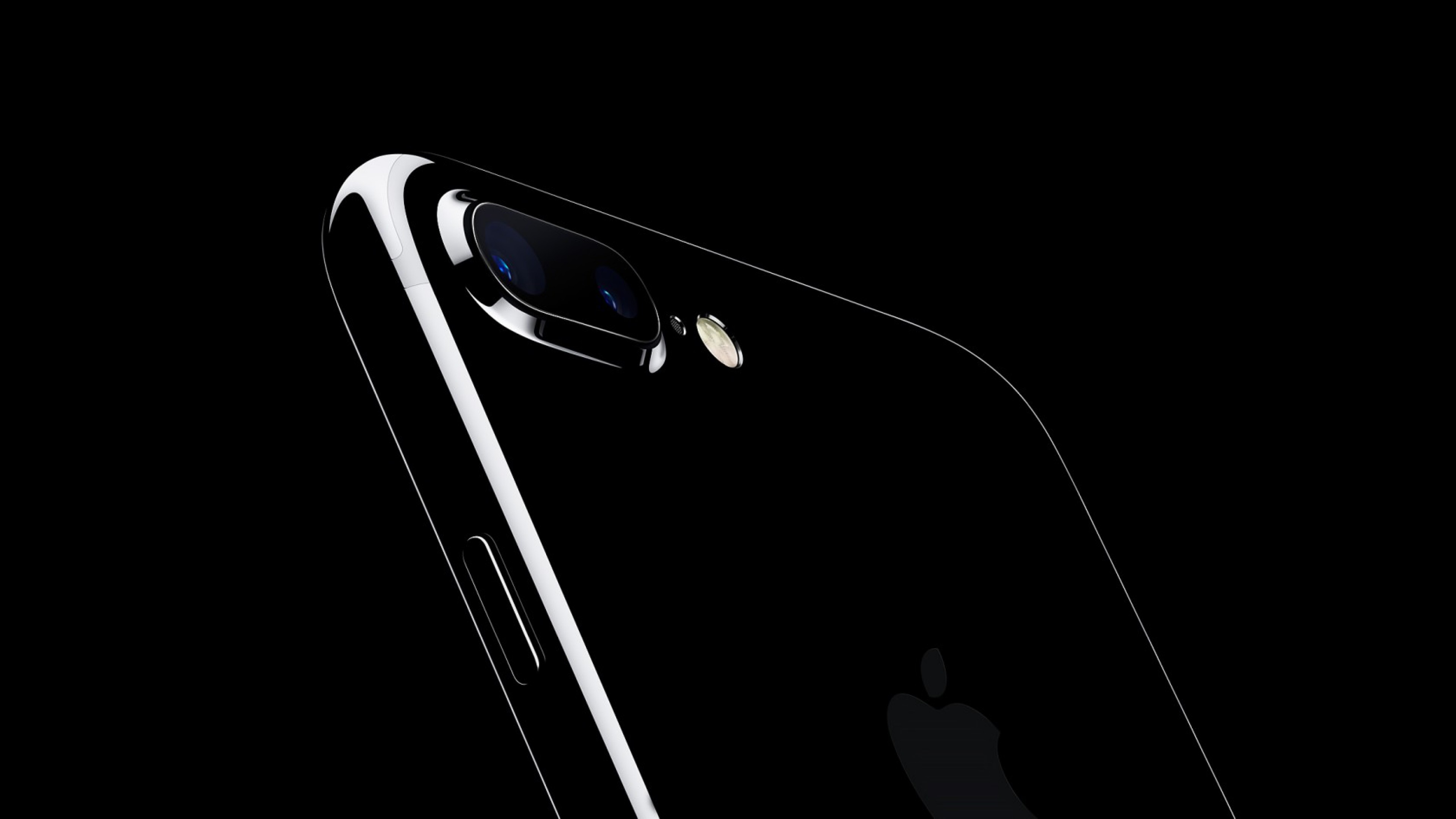 iPhone 7 Plus, Apple, Nero lucido, Doppia fotocamera, 4K, sfondo per portatile