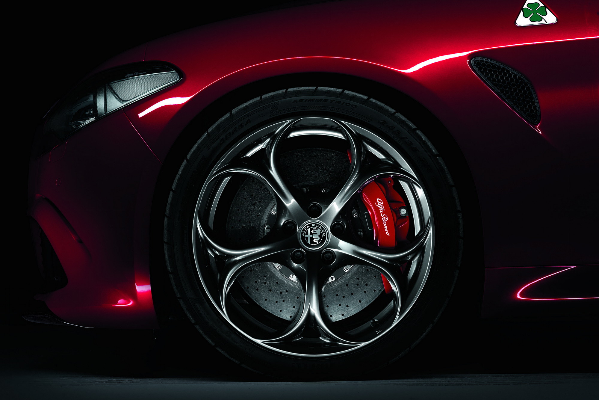 Alfa Romeo Giulia Quadrifoglio, Cerchio, Quadrifoglio, Rosso, Full HD, sfondo per PC e portatile