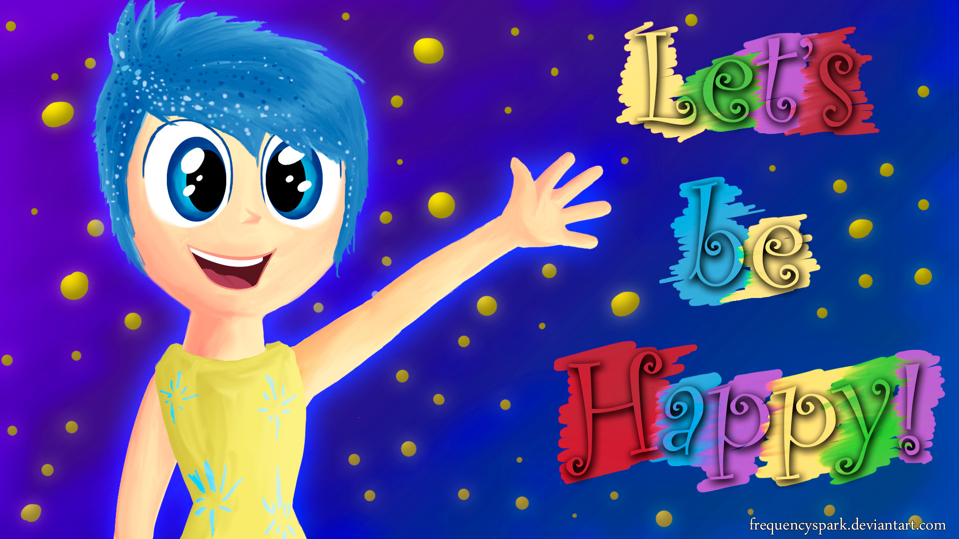 Gioia, Inside Out, Let's Be Happy, Fan art, Stelle, Full HD, sfondo per PC e portatile