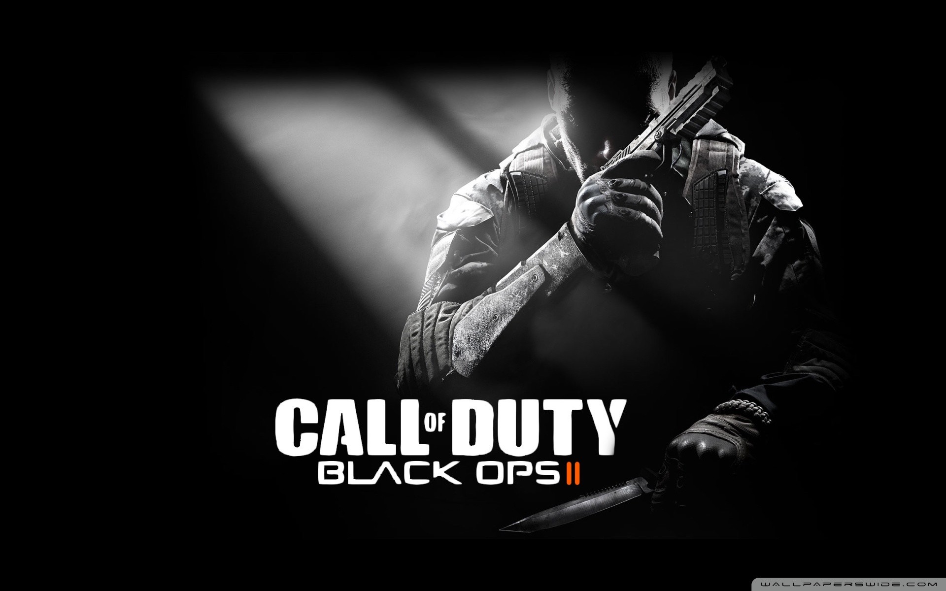 Call of Duty: Black Ops II, Logo, Soldato, Bianco e nero, 1920x1200, sfondo MacBook Pro