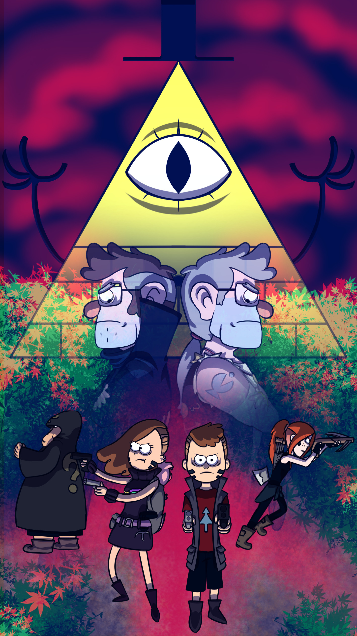 Bill Cipher, Dipper Pines, Mabel Pines, Stan Pines, Gravity Falls, schermata di blocco iPhone