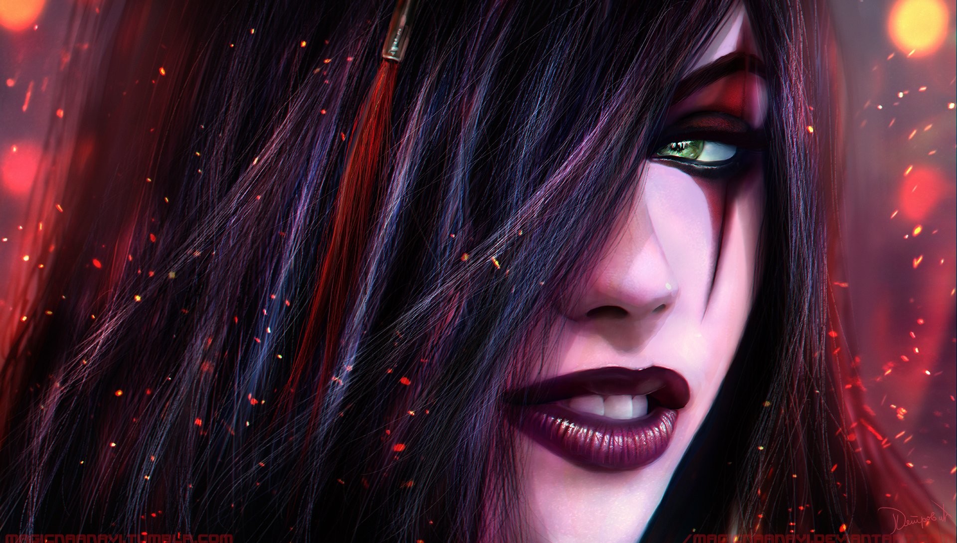 Katarina, League of Legends, Primo piano, Occhi verdi, Full HD, sfondo Windows 11