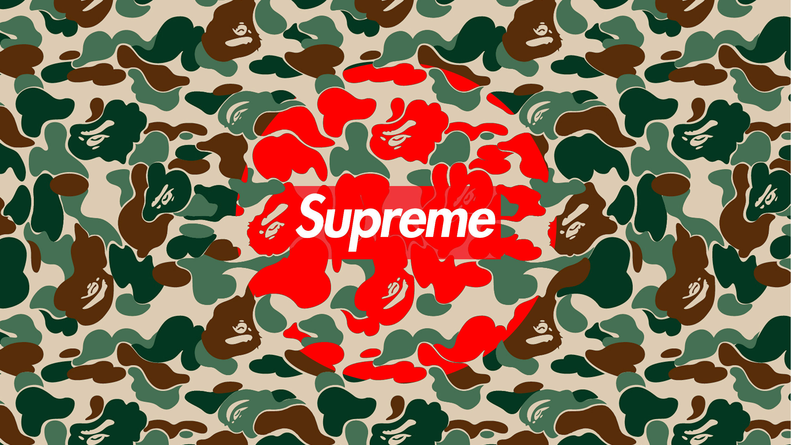 Logo Supreme, BAPE, Camouflage, 2K, sfondo desktop