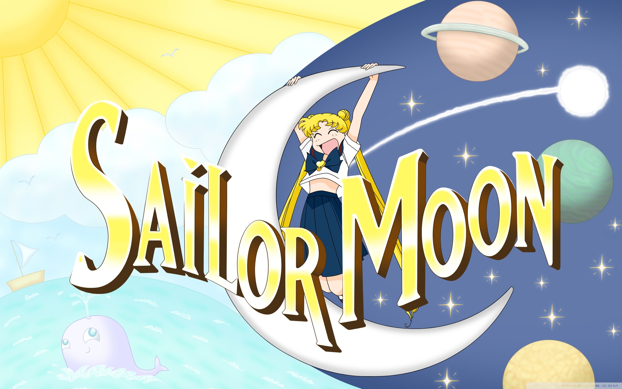 Logo Sailor Moon, Sailor Moon, Luna crescente, Pianeti, 2K, sfondo per PC e portatile