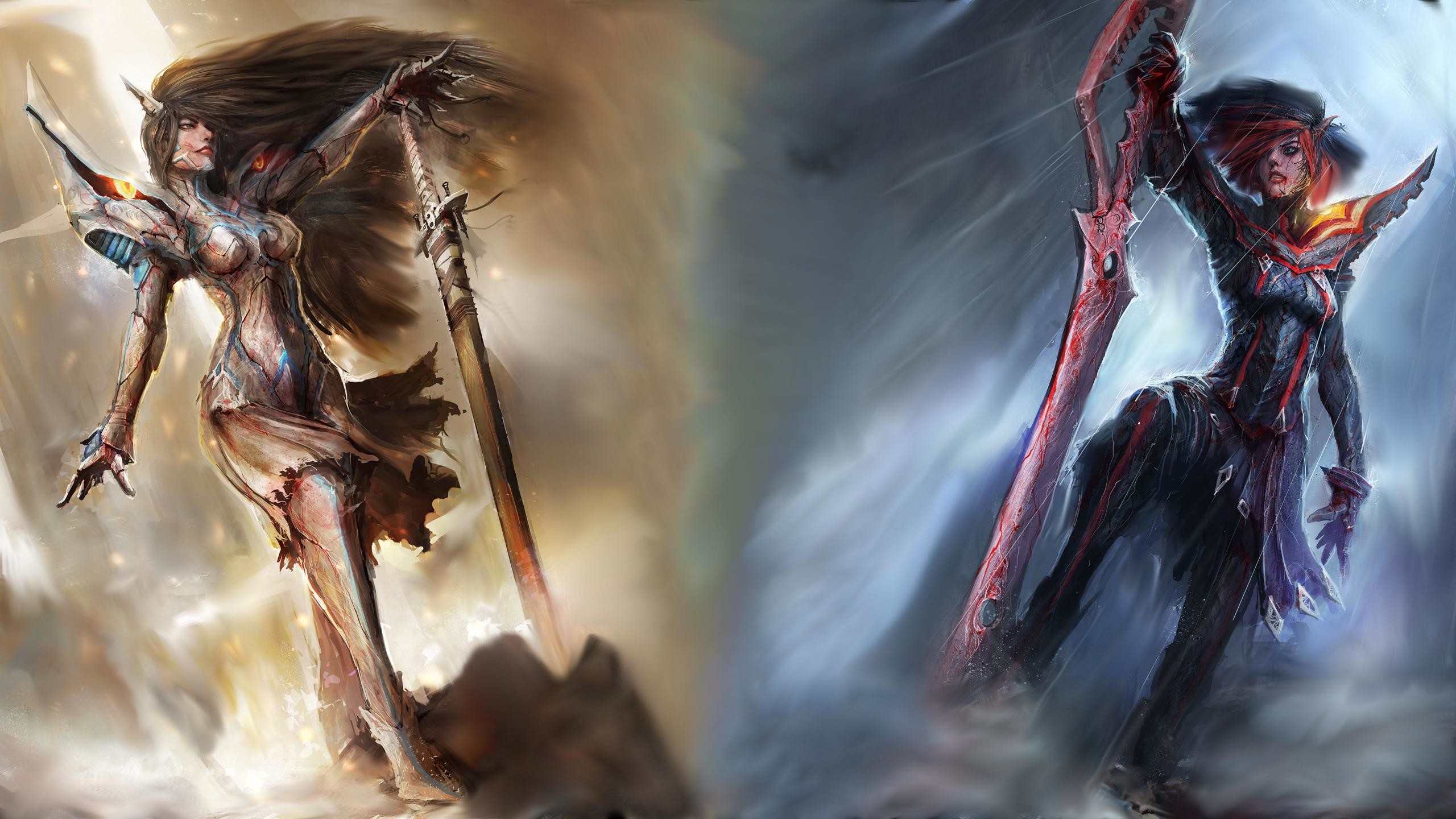 Ryuko Matoi, Satsuki Kiryuin, Kill la Kill, Pittura digitale, 2560x1440, immagine di sfondo