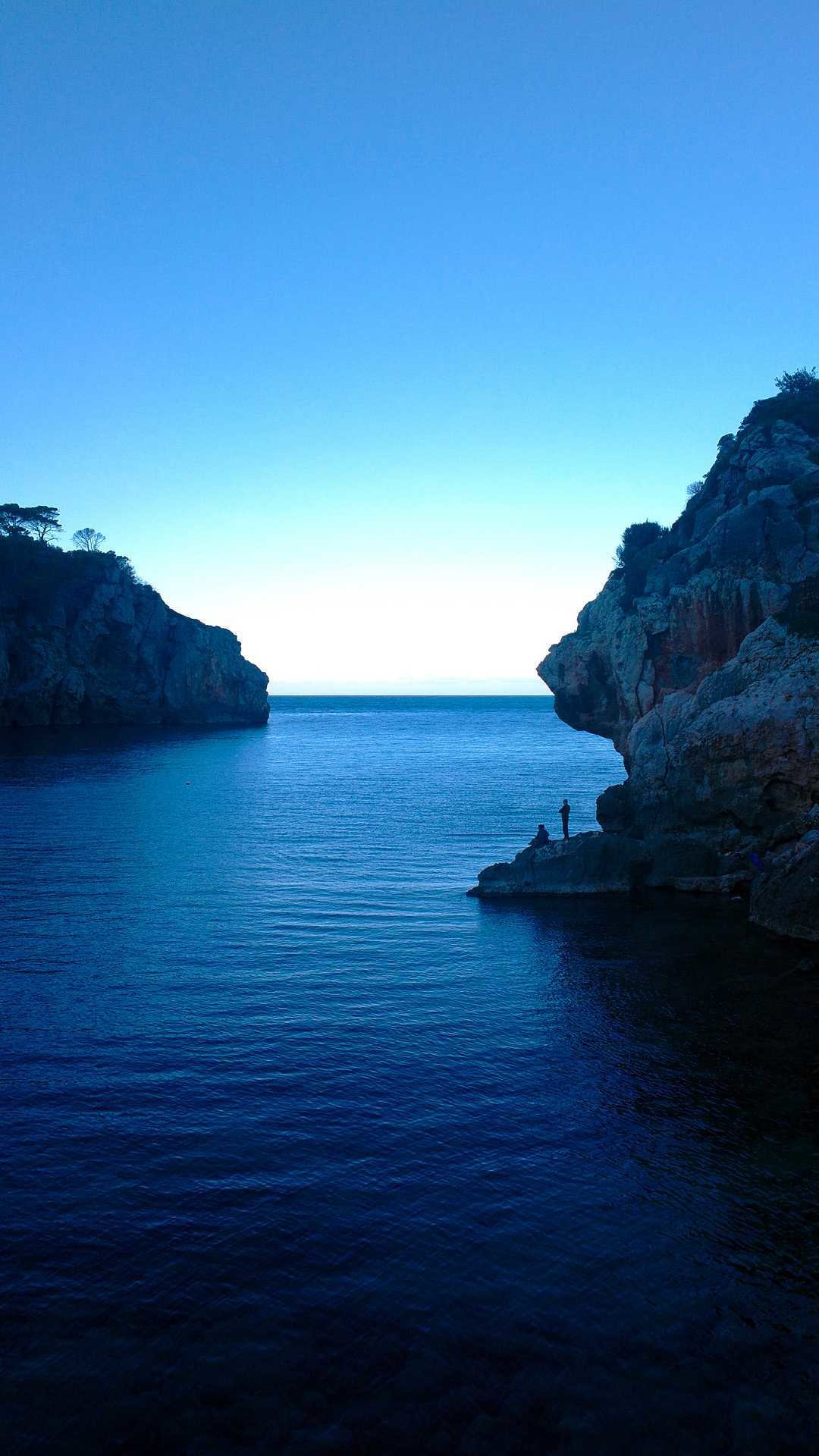 Baia, Scogliere, Mare blu, Cielo, wallpaper iPhone 6