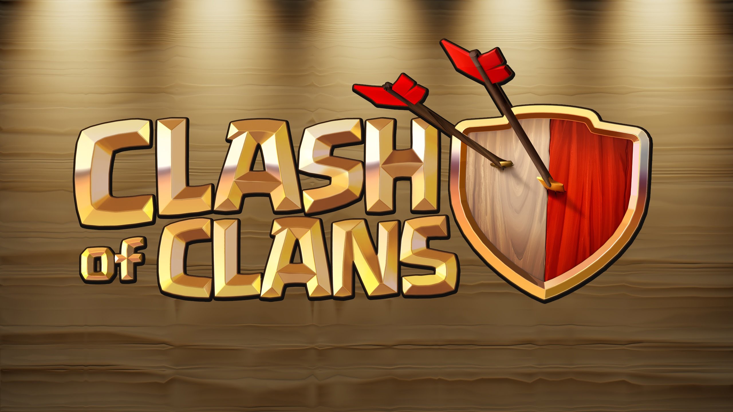 Clash of Clans, Logo, Legno, Scudo, 2560x1440, sfondo per PC