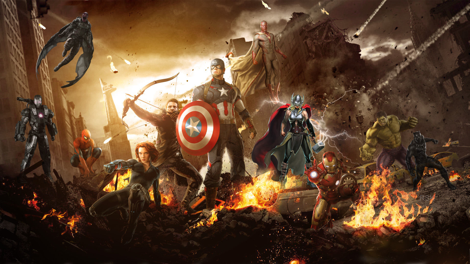 Captain America, Iron Man, Occhio di Falco, Captain America: Civil War, Battaglia, Esplosioni, sfondo 1080p