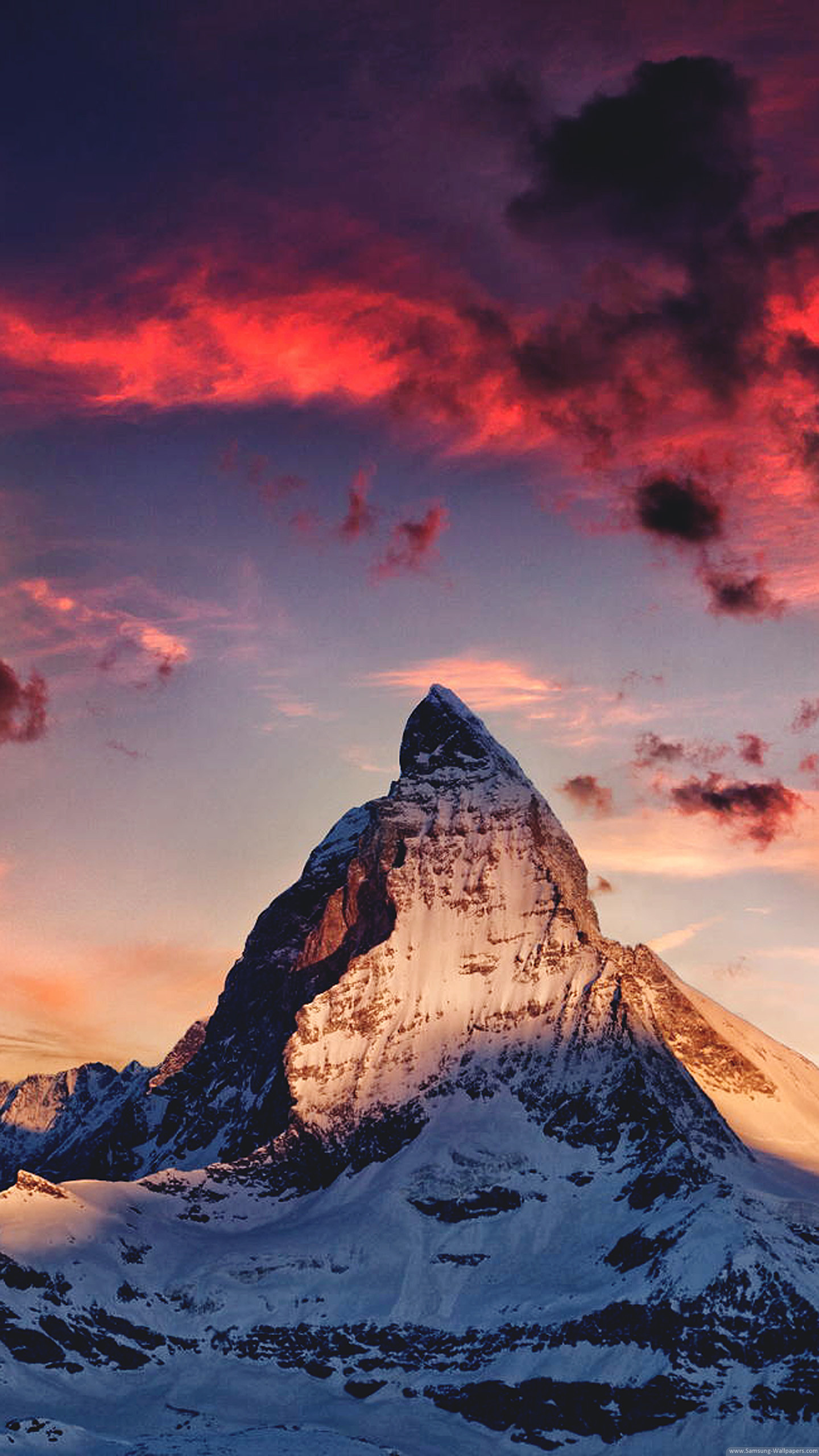Cervino, Matterhorn, Alpi, Tramonto, sfondo Samsung S25 QHD+