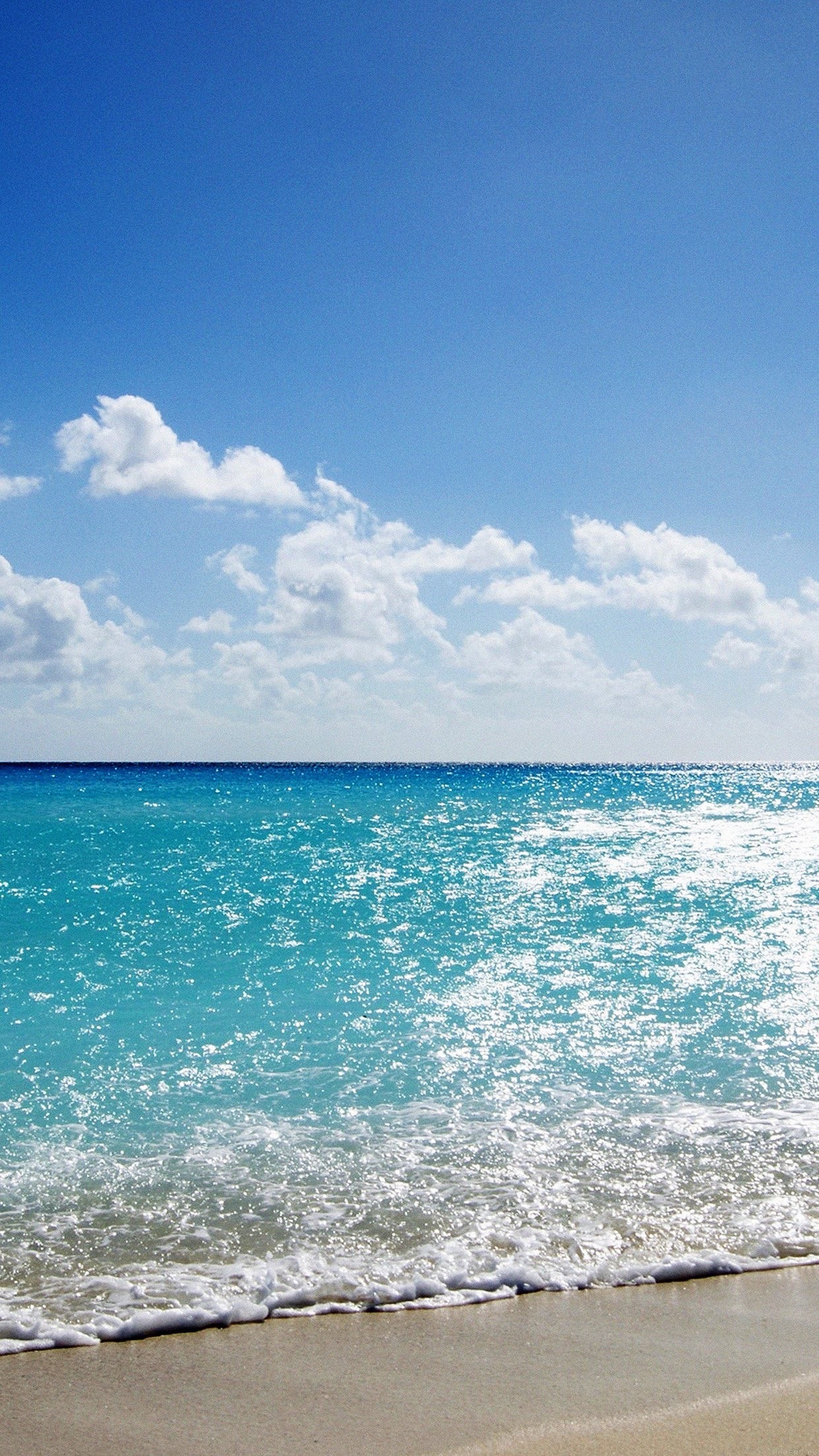 Spiaggia, Mare, Onde, Cielo azzurro, Nuvole, Estate, wallpaper iPhone 6S
