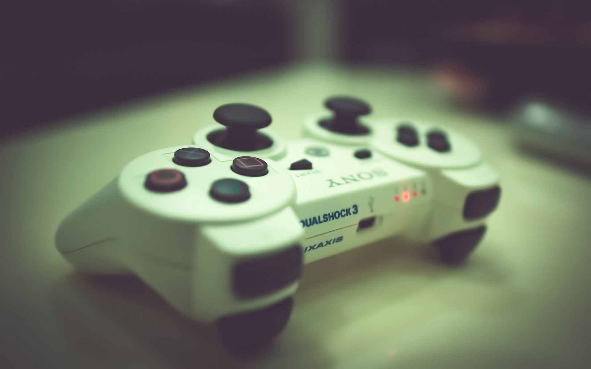 DualShock 3, Controller, Bianco, Sfocato, 1920x1200, sfondo MacBook Pro