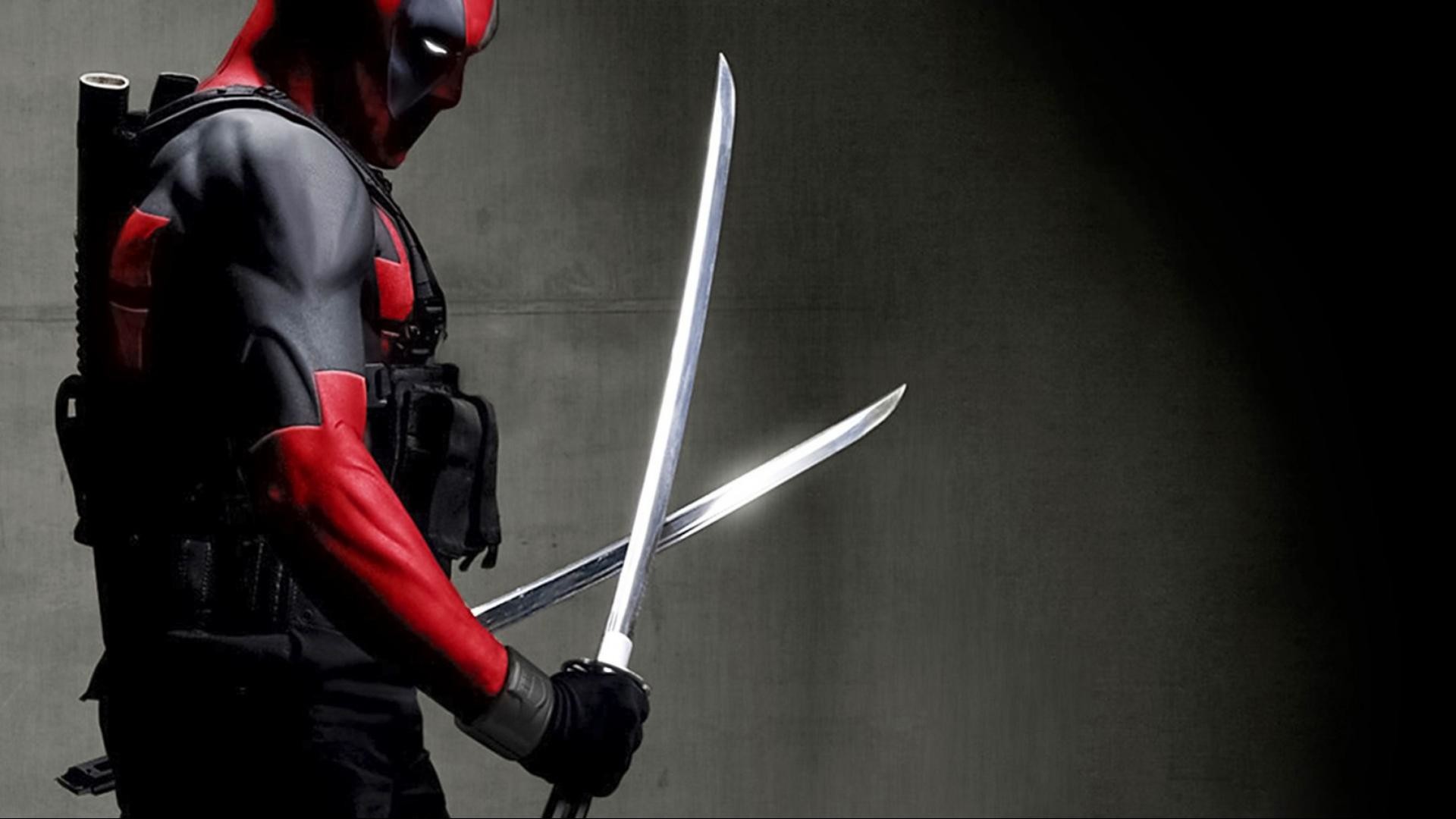 Deadpool, Katane, Marvel, Grigio, Full HD, sfondo per PC
