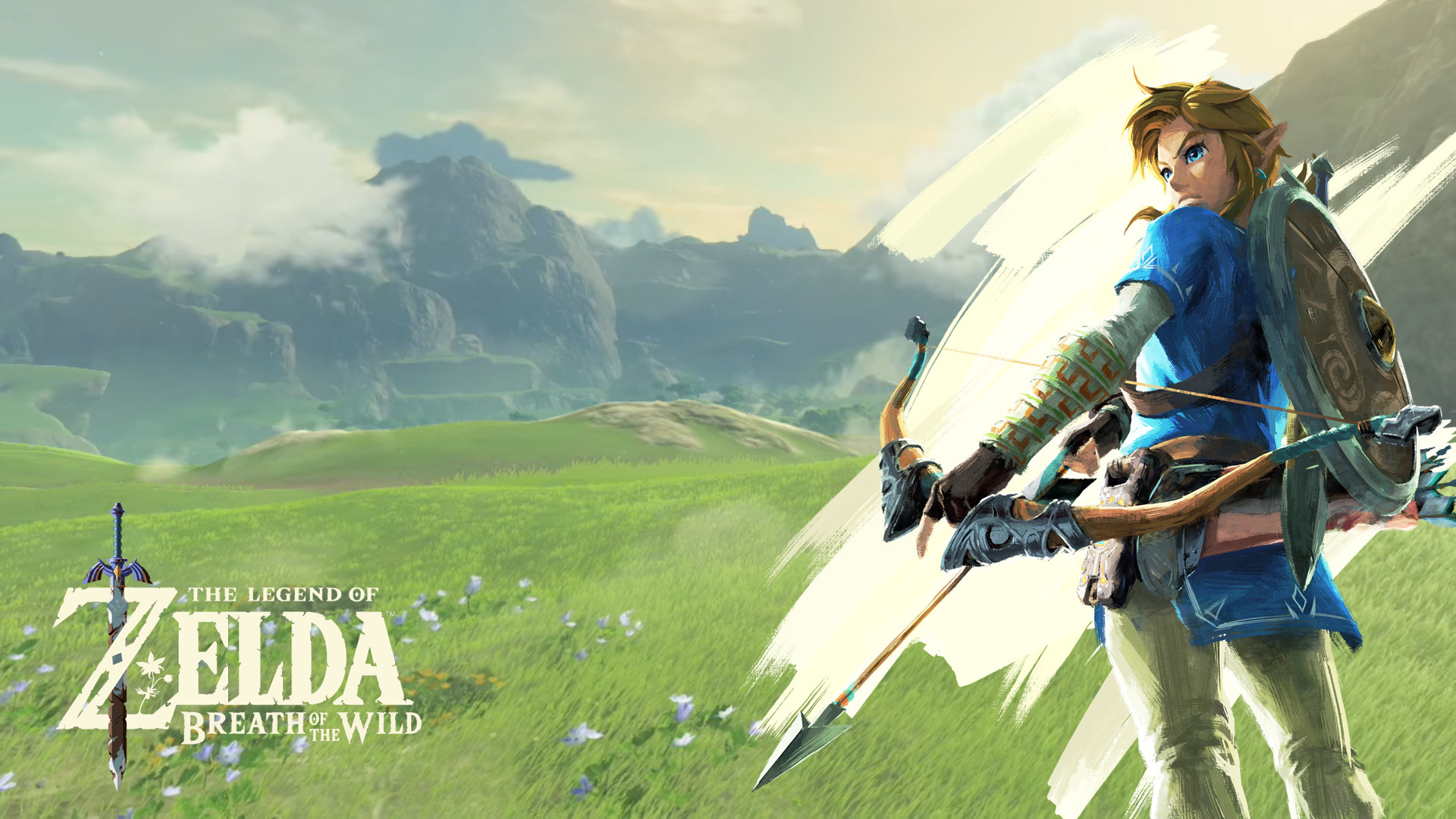 Link, The Legend of Zelda: Breath of the Wild, Logo, Arco, Full HD, wallpaper per computer