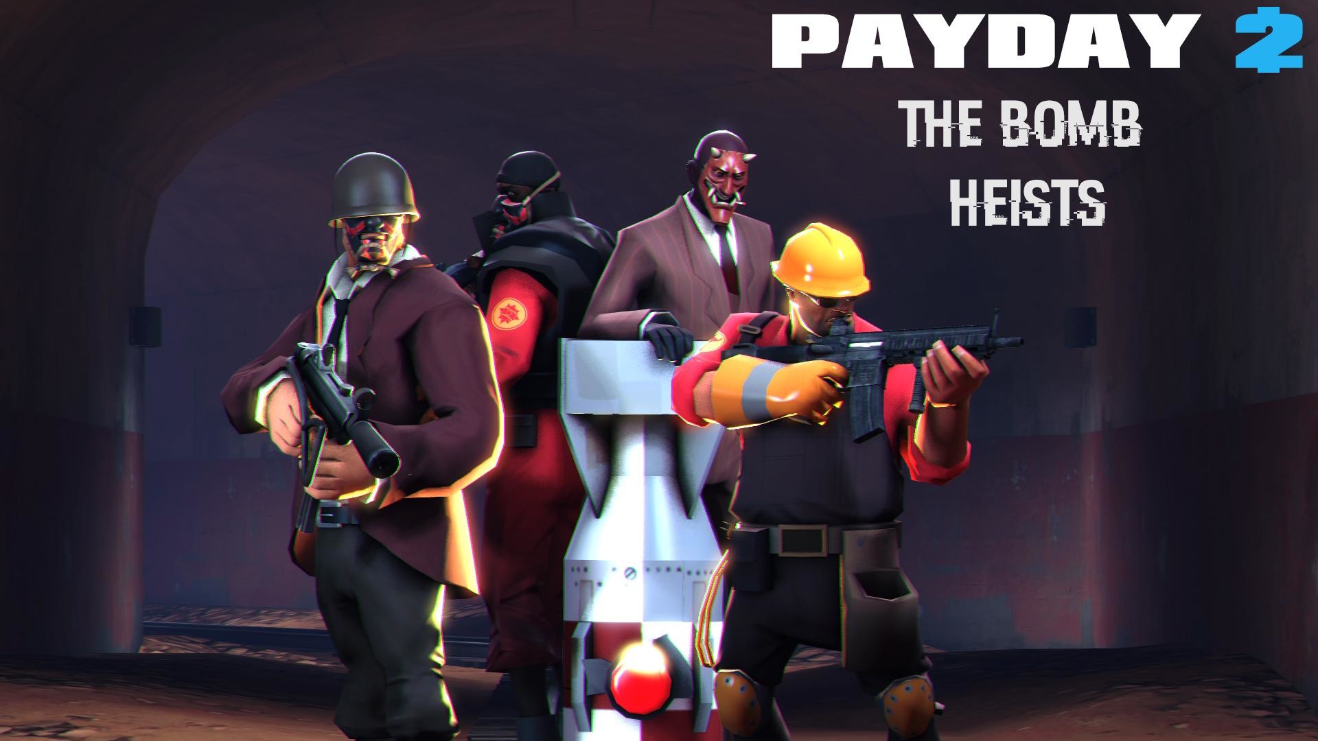 Payday 2, Team Fortress 2, The Bomb Heists, Parodia, 1920x1080, sfondo per PC