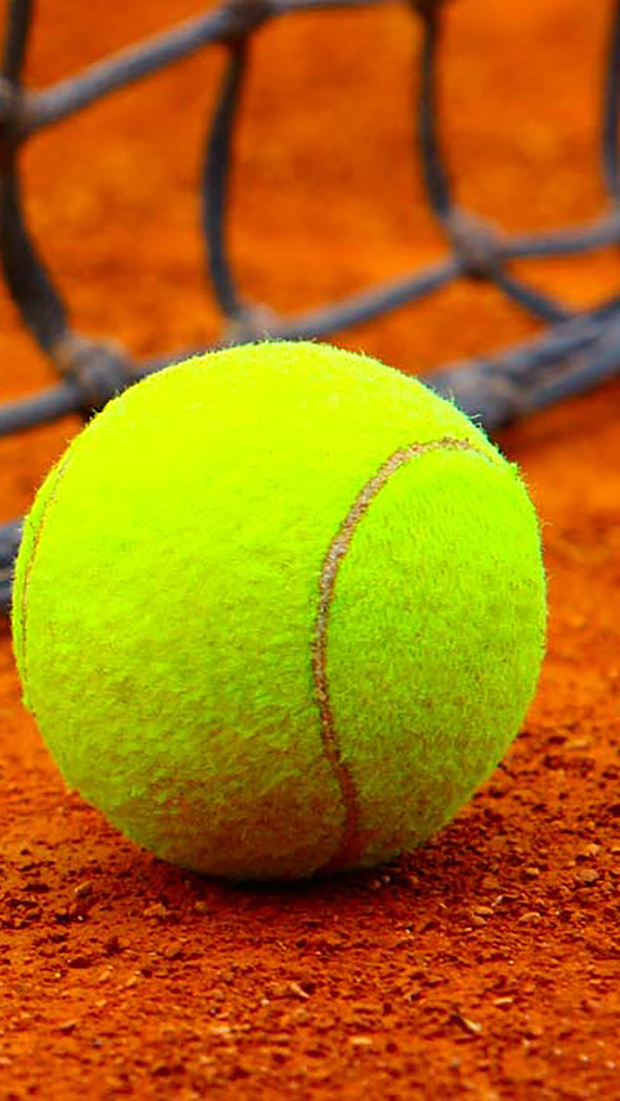 Pallina da tennis, Rete, Terra rossa, Full HD, sfondo per iPhone e Android