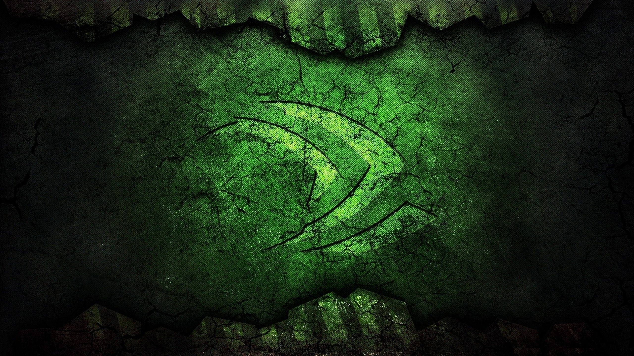 Logo Nvidia, Nvidia, Texture grunge, Verde, 2K 1440p, sfondo desktop