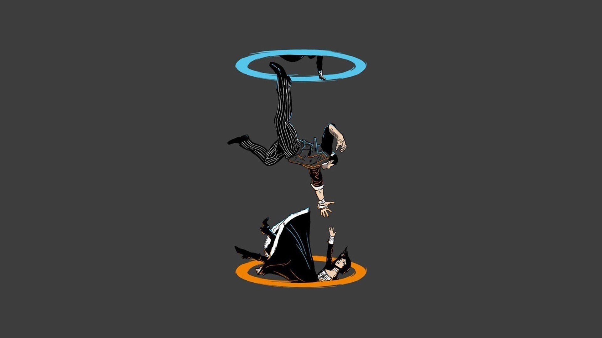 BioShock Infinite, Portal, Crossover, Portali, Sfondo grigio, 1920x1080, wallpaper desktop