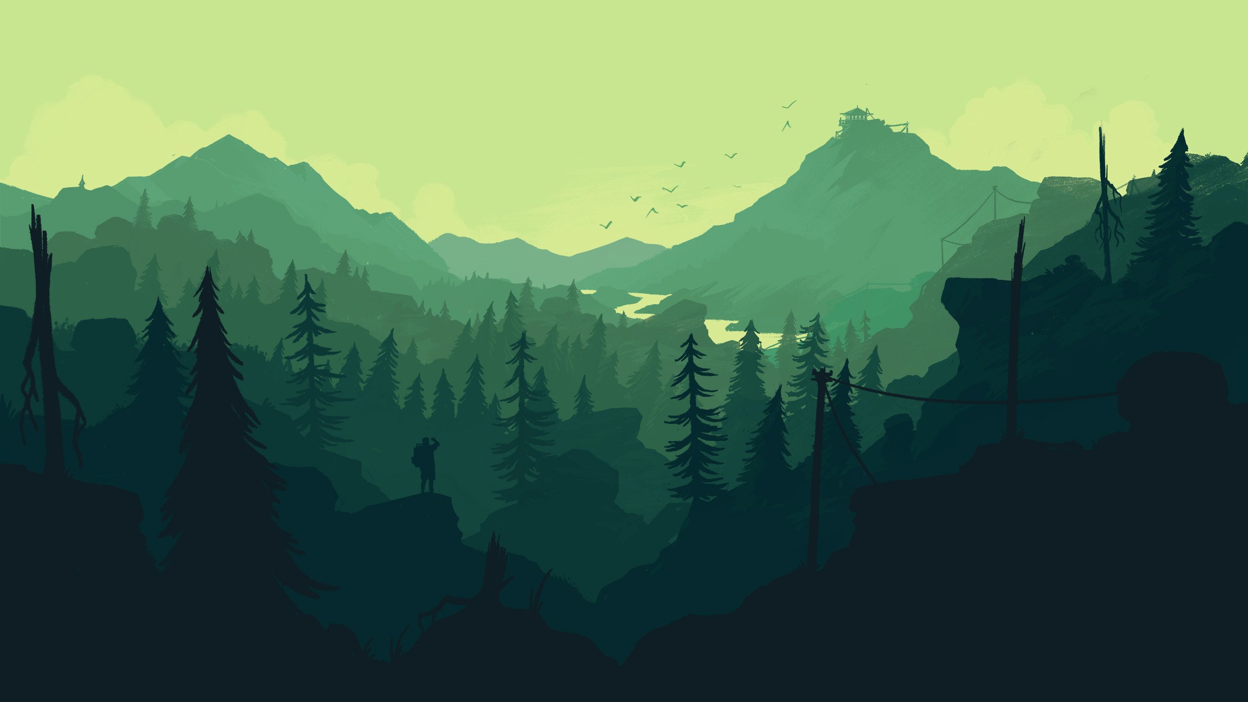 Firewatch, Foresta, Verde, Montagne, 2K, sfondo desktop