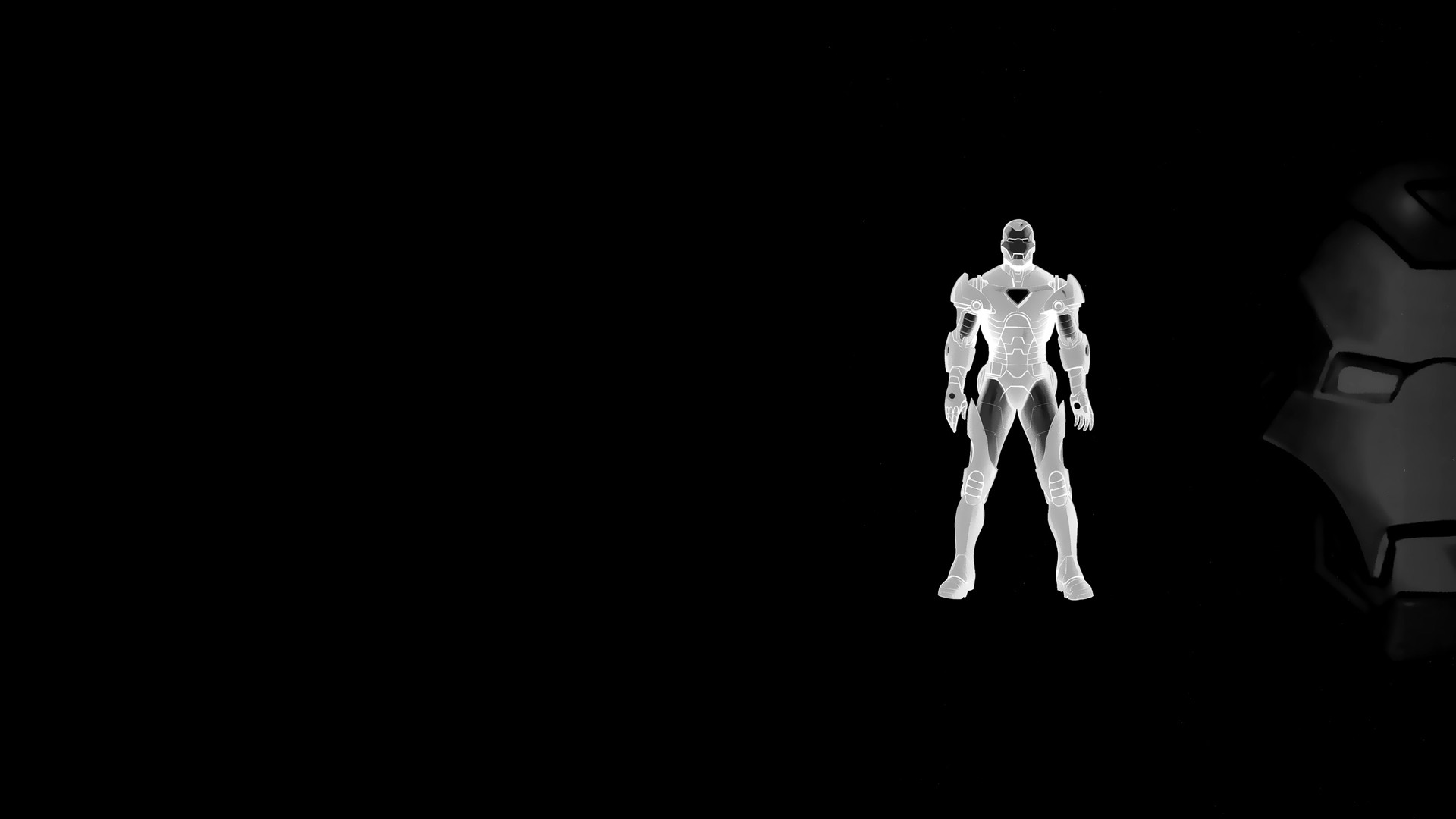 Iron Man, Silhouette, Minimalismo, Sfondo nero, Full HD, wallpaper desktop