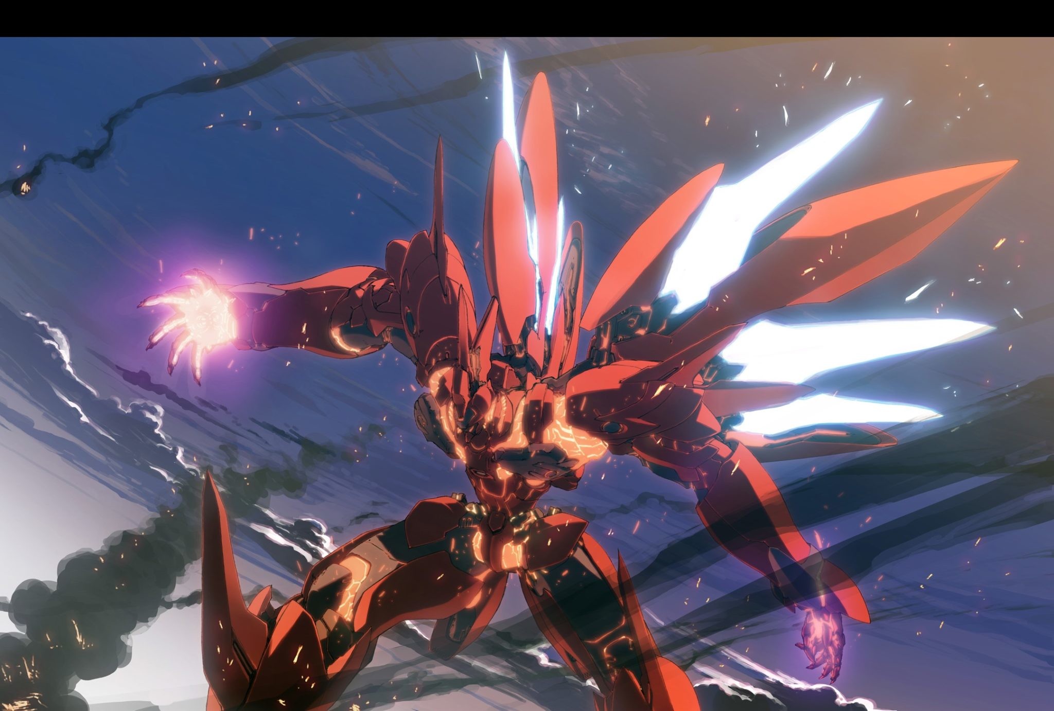 Mecha, Robot, Anime, Rosso, Full HD, sfondo per portatile