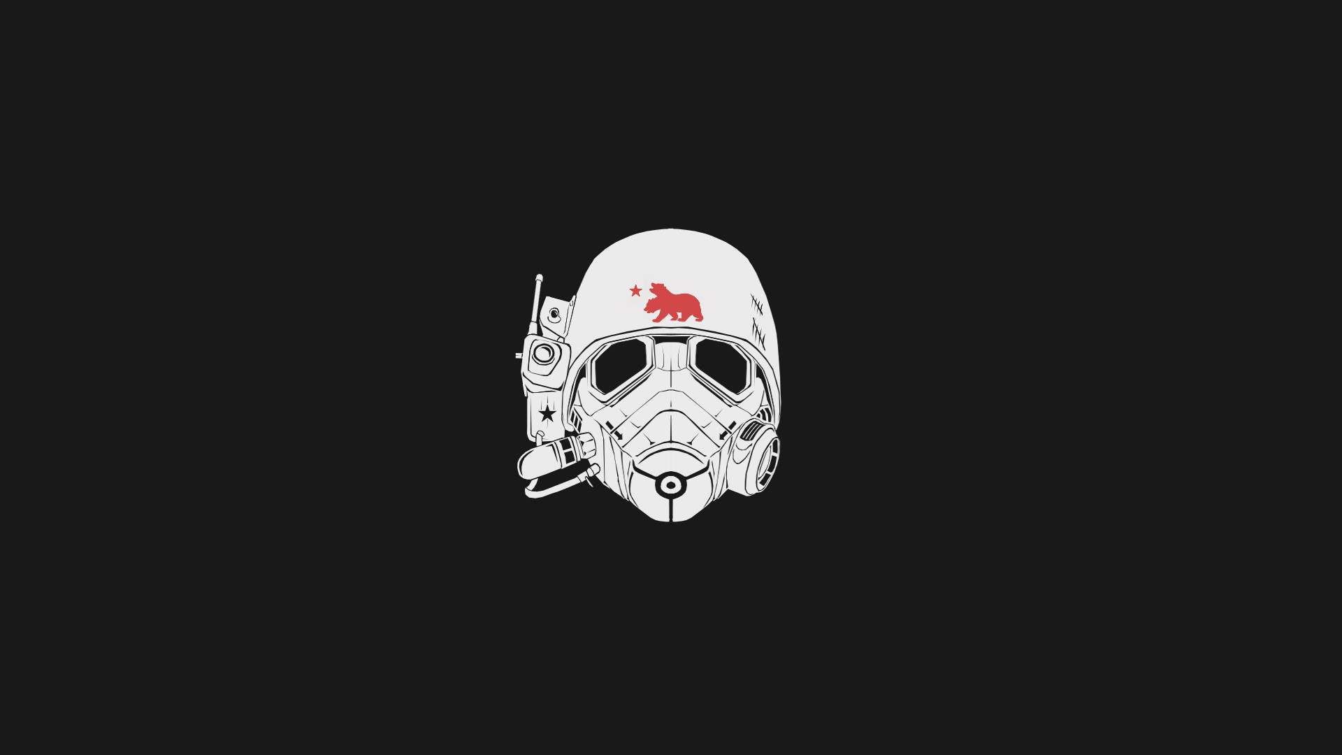 Ranger NCR, Fallout: New Vegas, Elmetto, Minimalismo, Sfondo nero, wallpaper per portatile