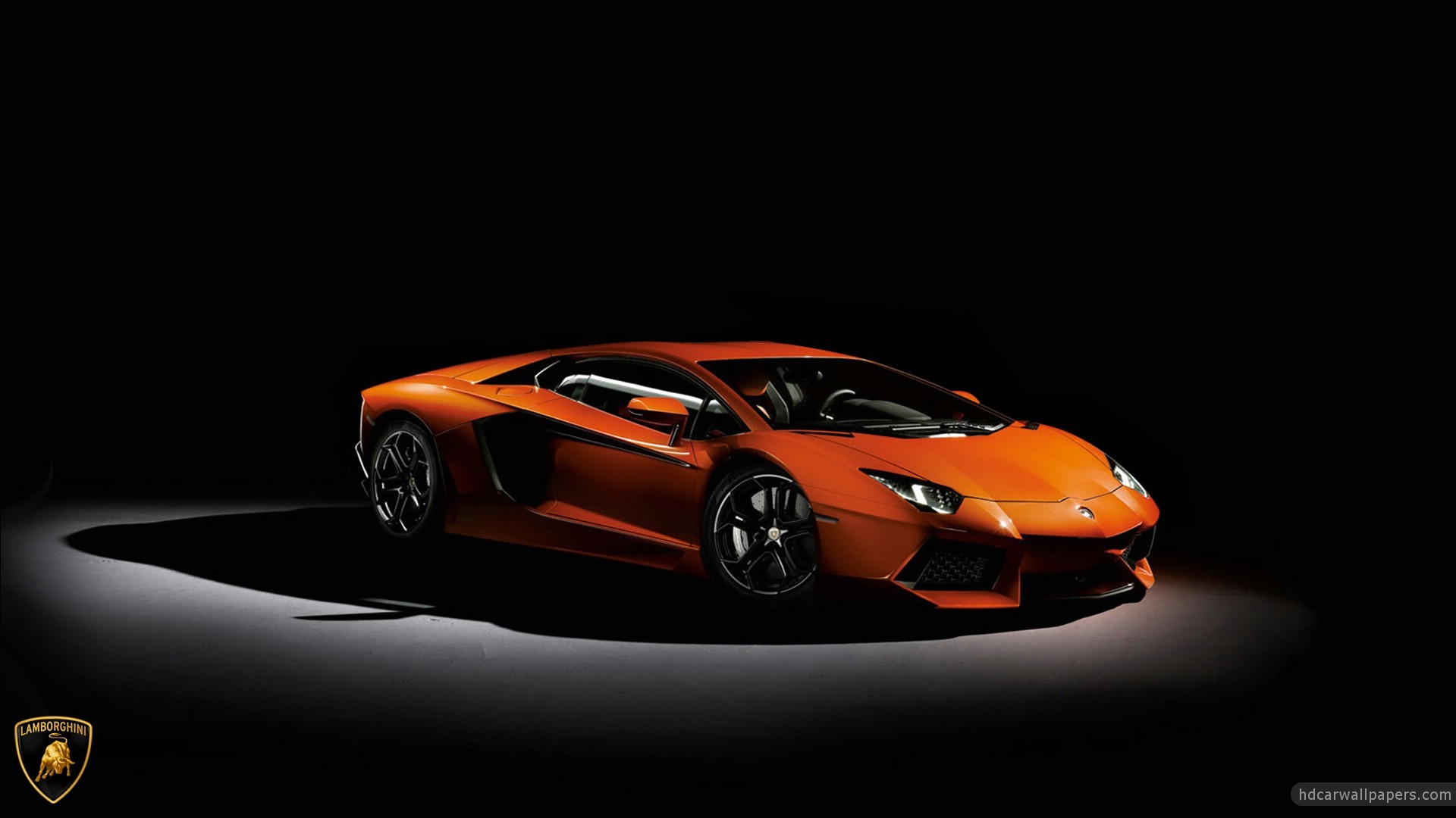 Lamborghini Aventador, Arancione, Sfondo nero, 1920x1080, wallpaper desktop
