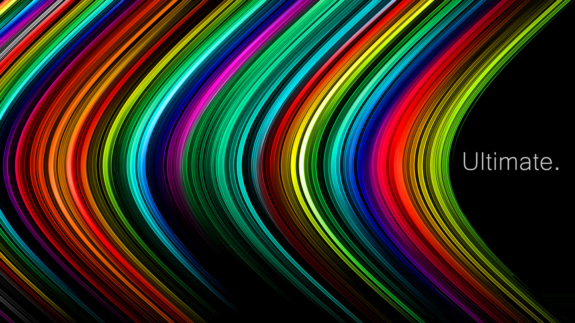 Linee curve, Arcobaleno, Ultimate, Sfondo nero, 16:9 Full HD, wallpaper widescreen